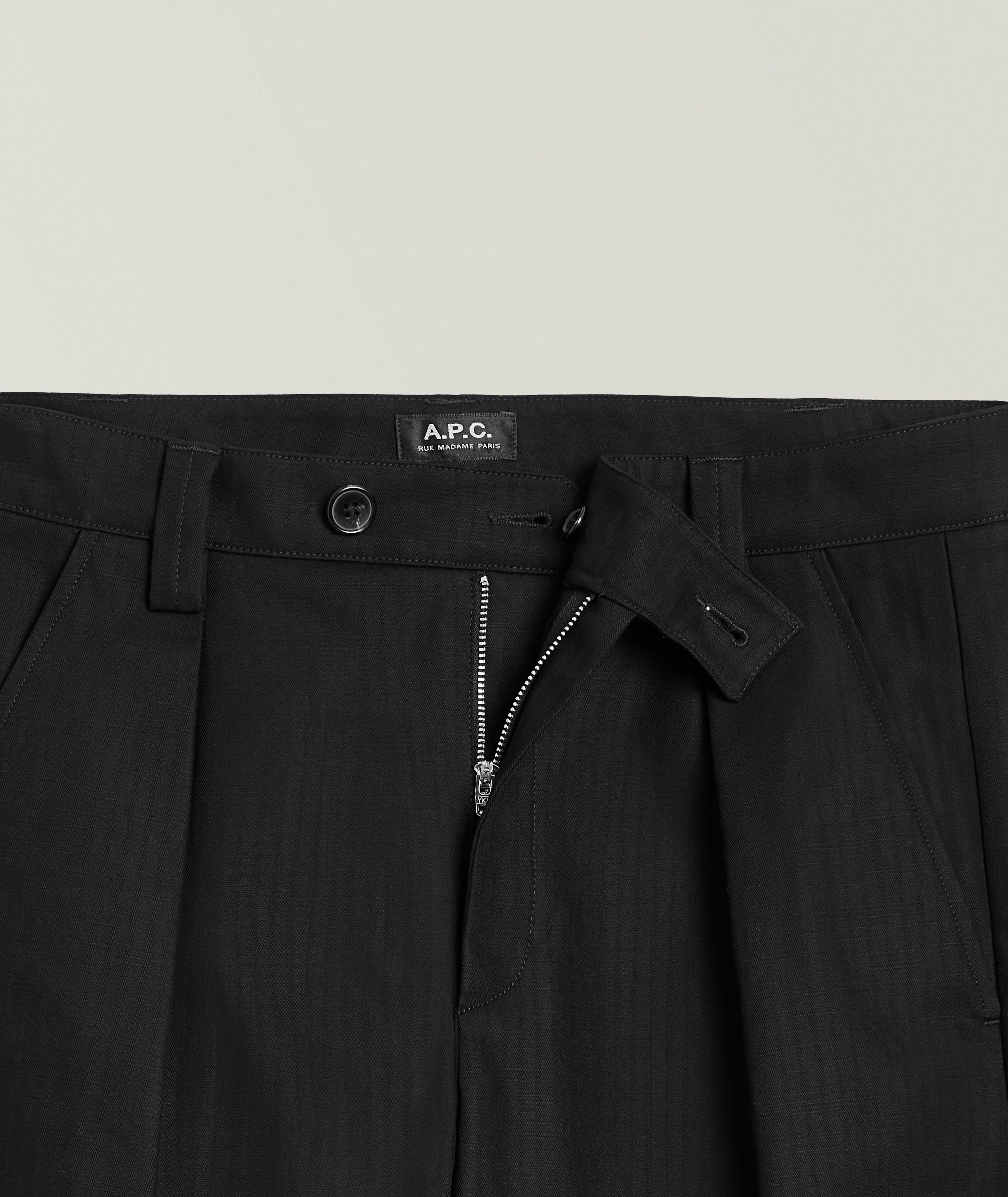 Renato Herringbone Pleated Chino Pants image 5