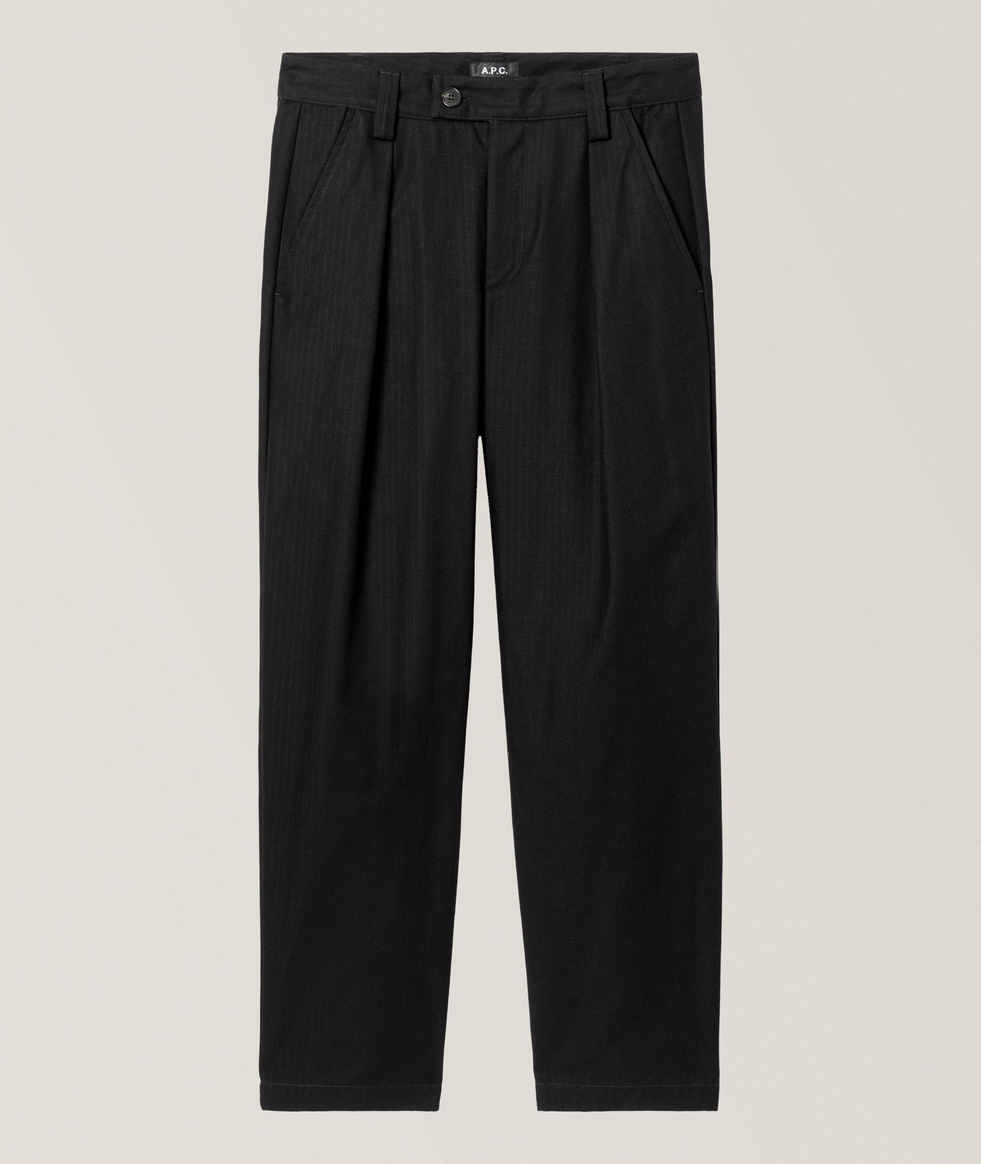 Renato Herringbone Pleated Chino Pants image 0