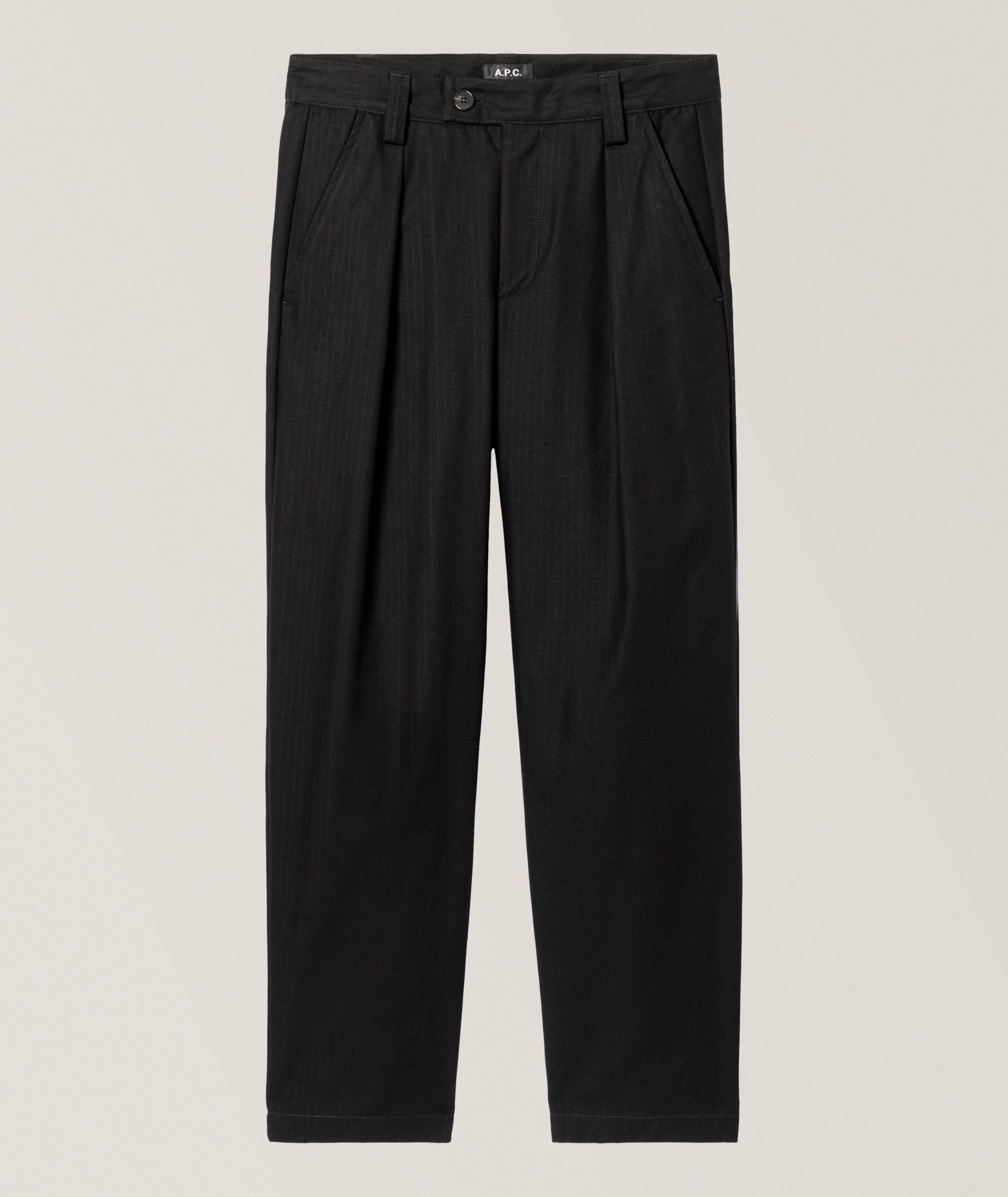 Renato Herringbone Pleated Chino Pants image 0