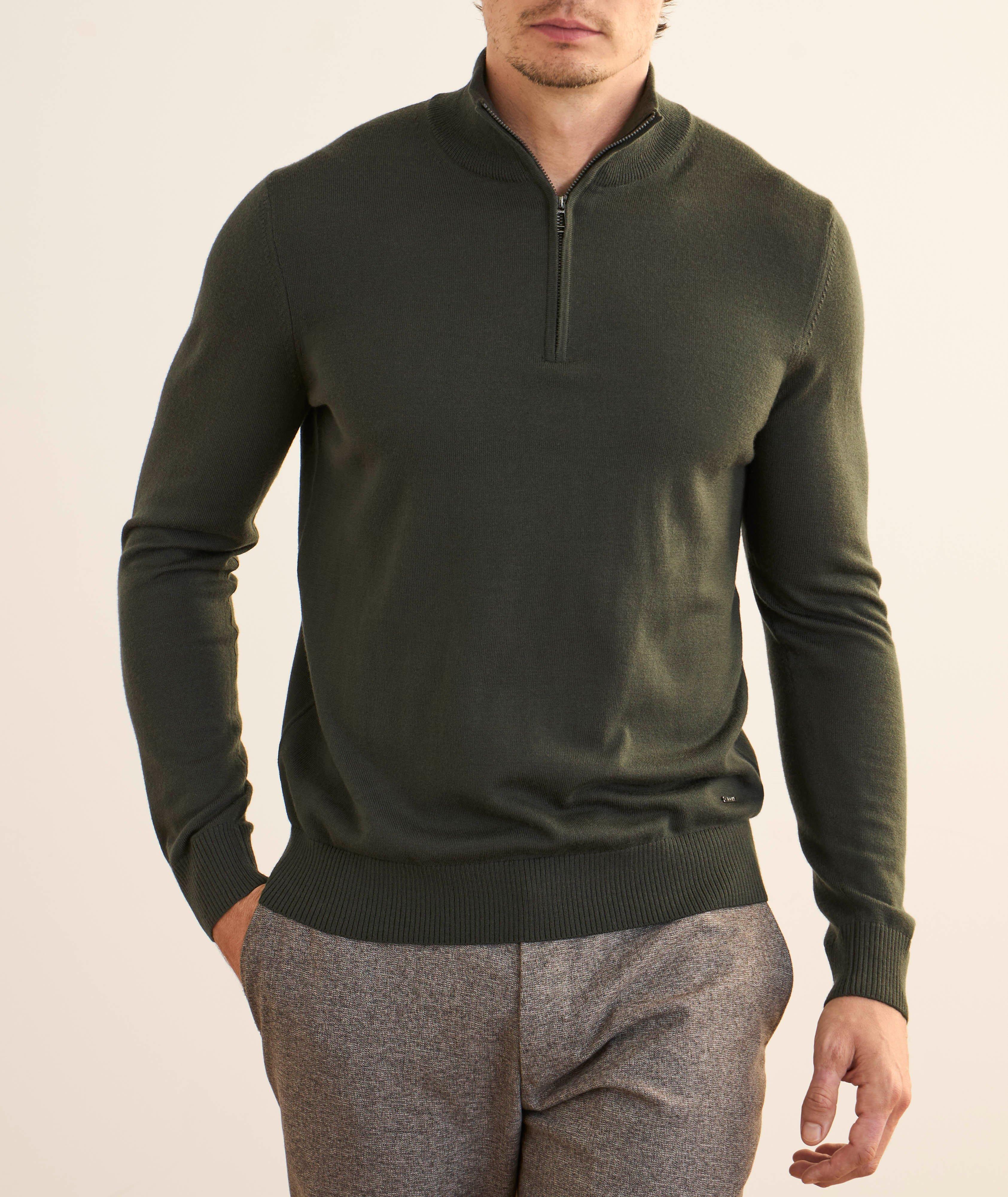 Pull en laine mérinos à glissière partielle image 1