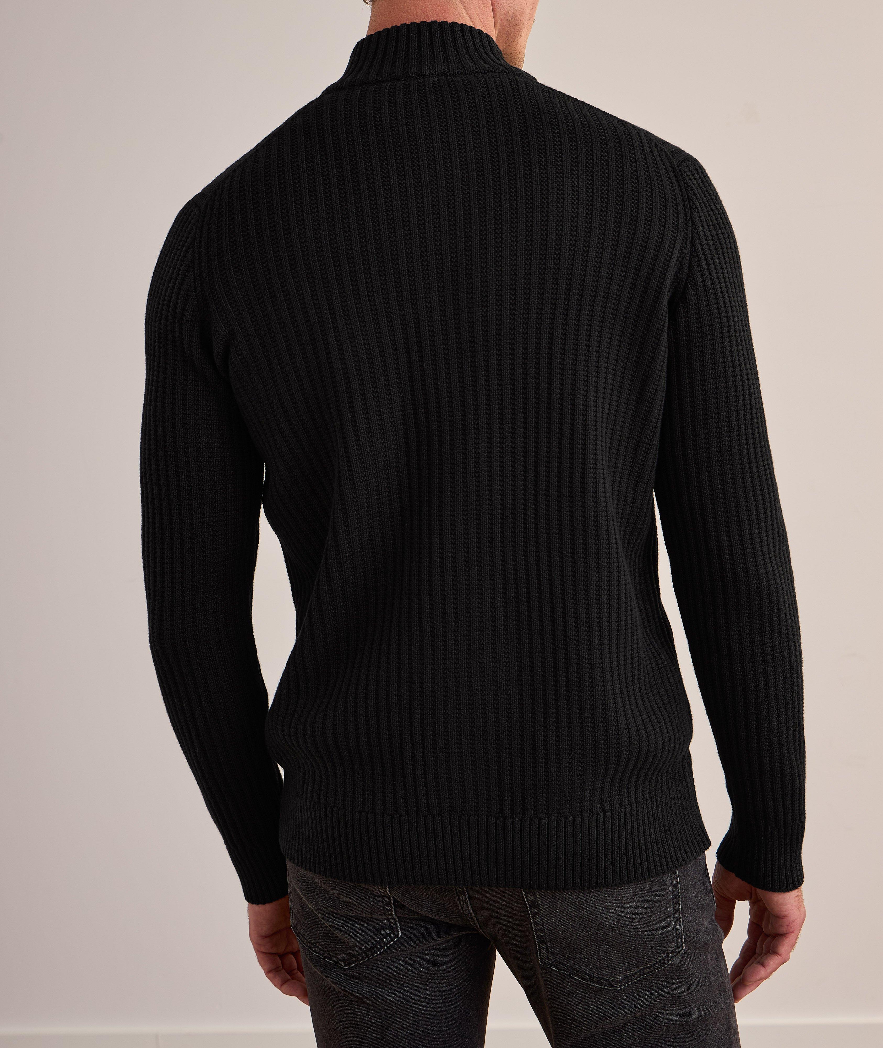 Cotton-Blend Ribbed Zipper Cardigan  image 3