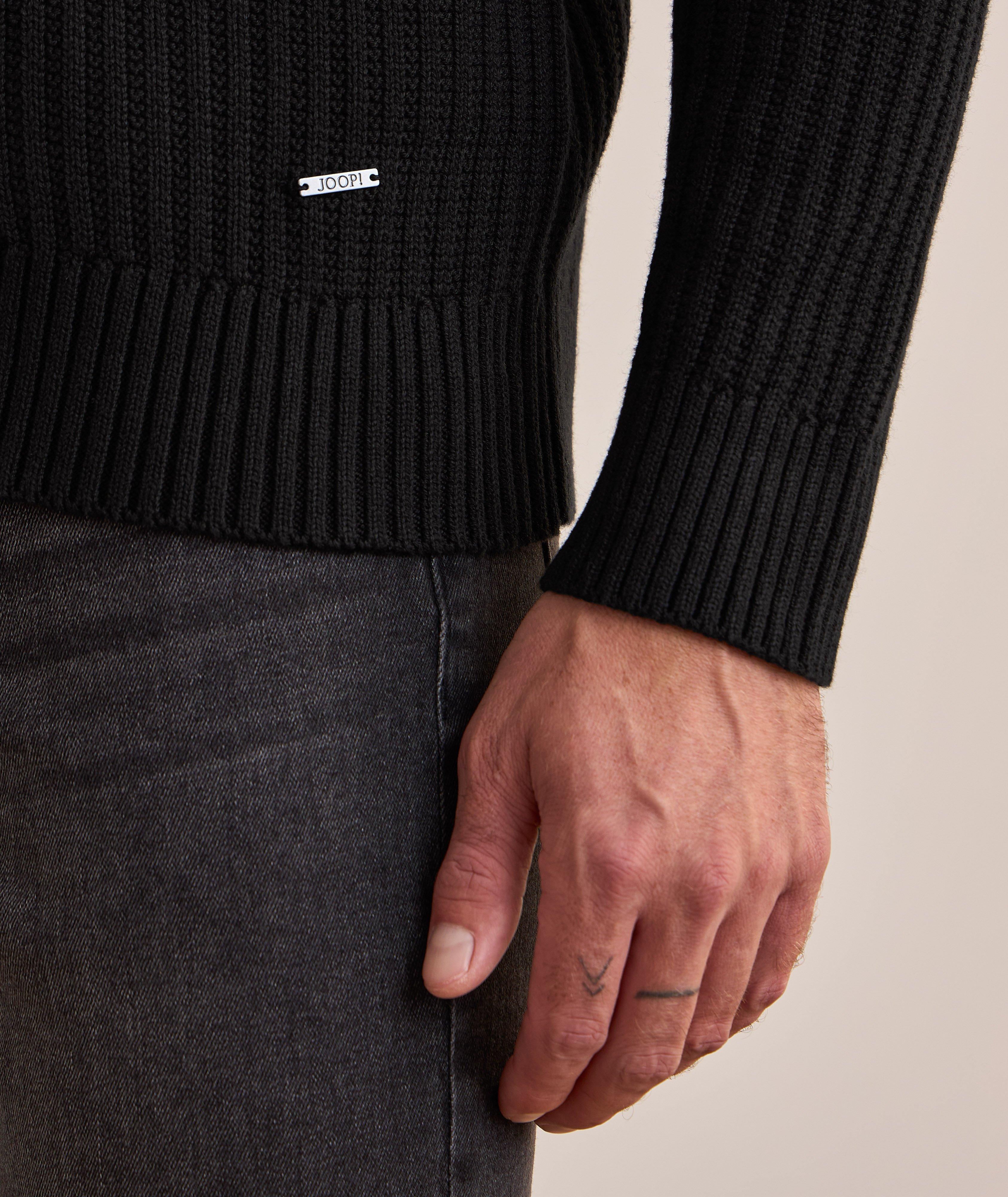 Cotton-Blend Ribbed Zipper Cardigan  image 4