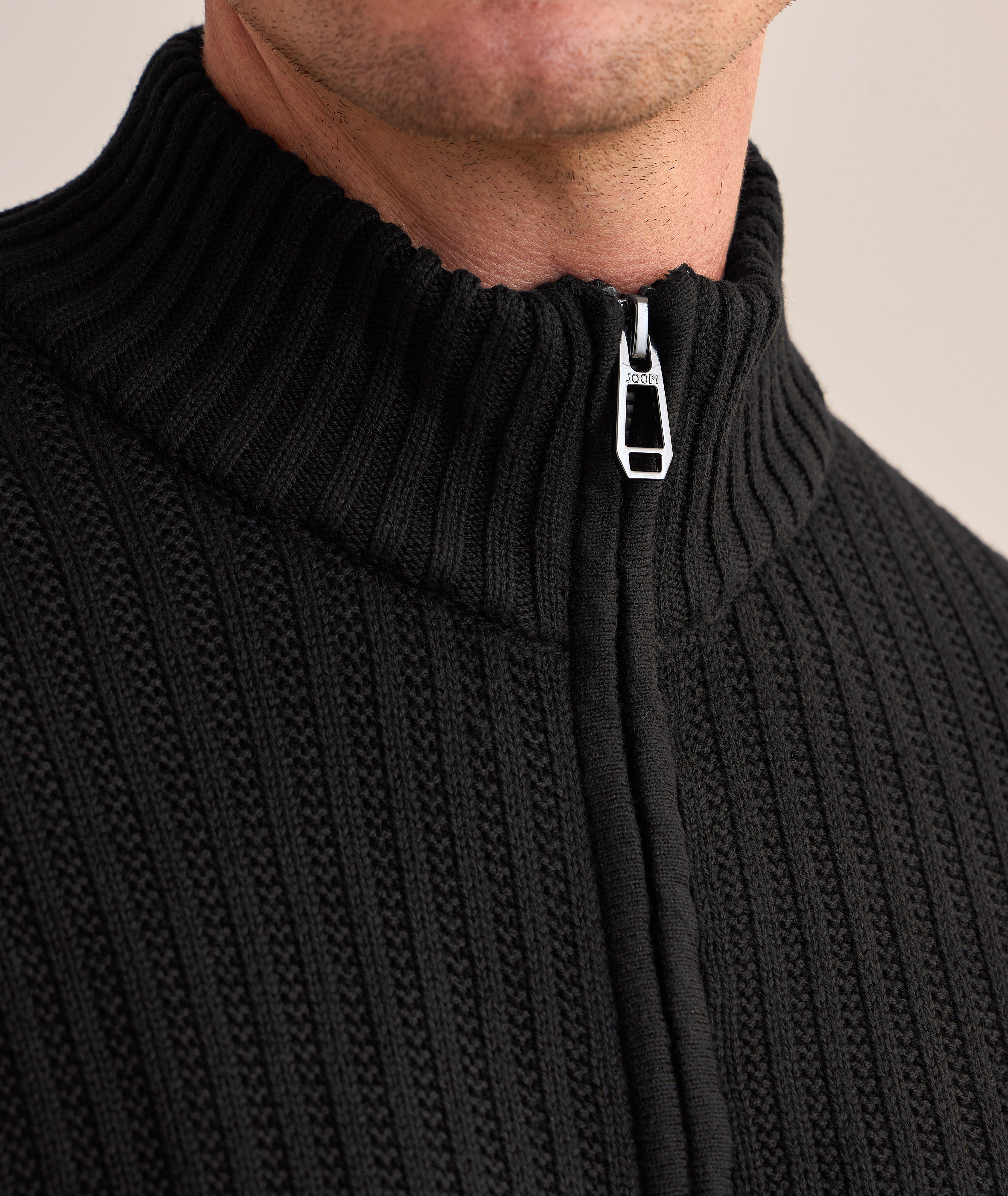 Cotton-Blend Ribbed Zipper Cardigan  image 5