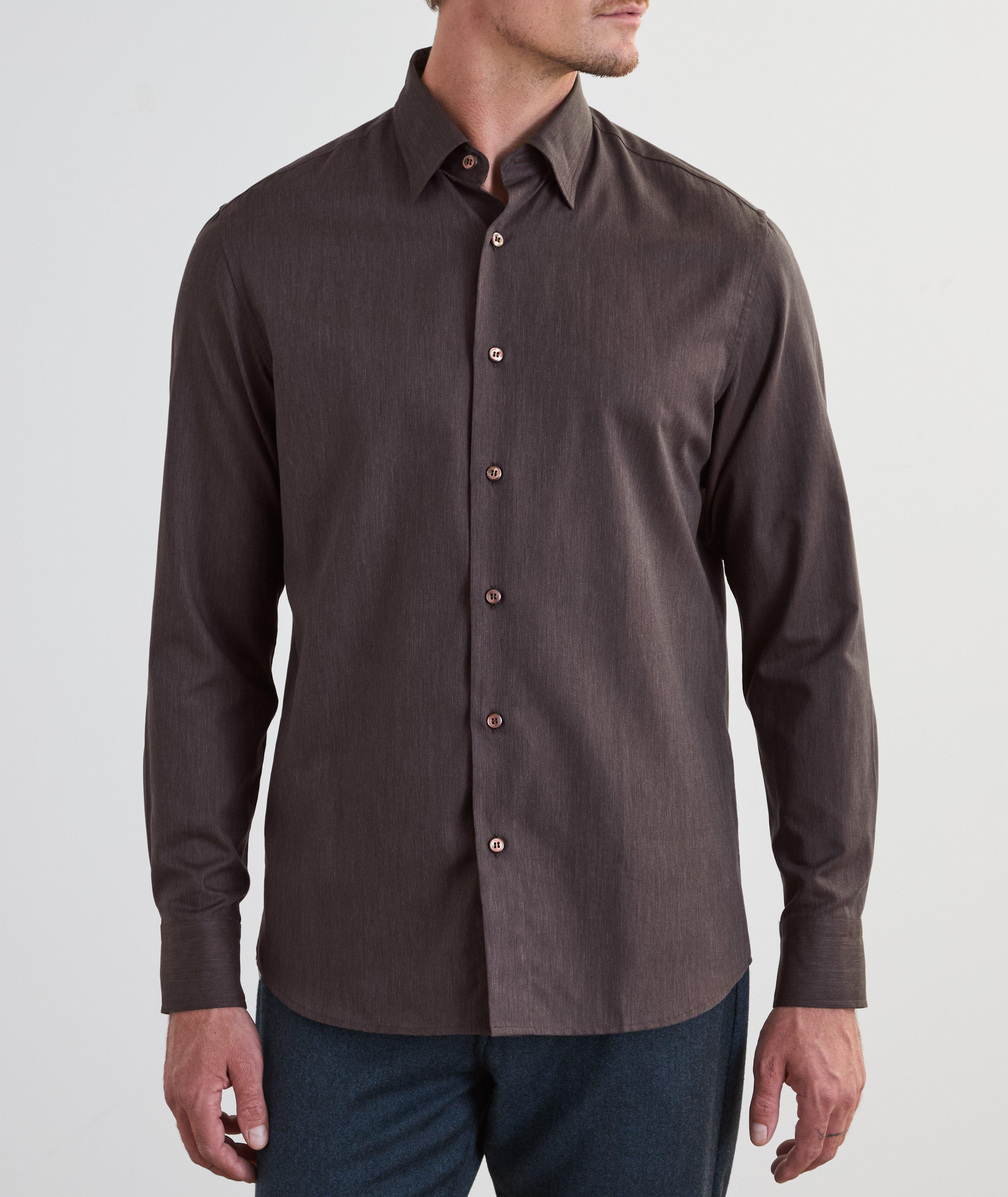 Chemise en coton brossé à chevrons image 1