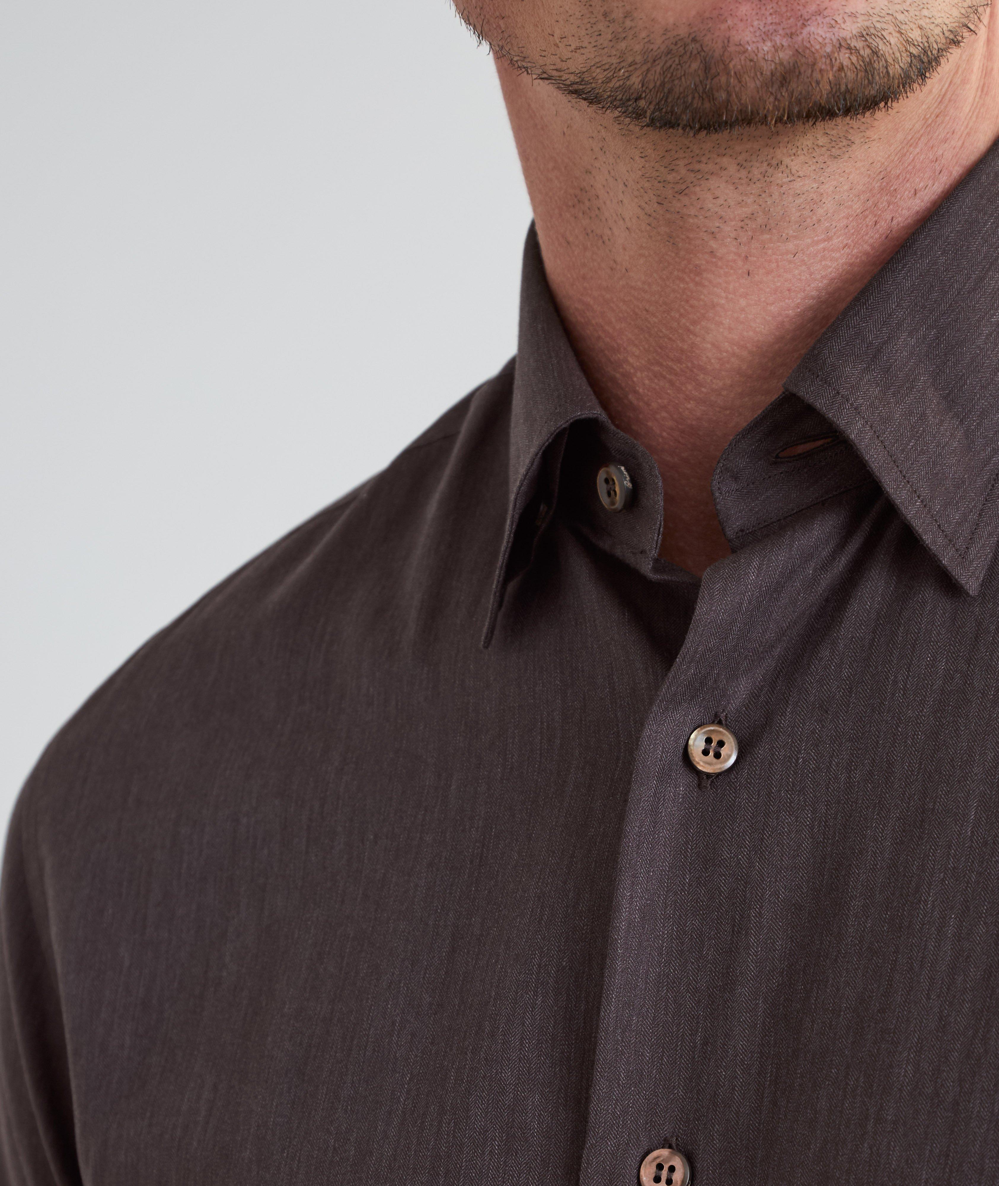 Chemise en coton brossé à chevrons image 3