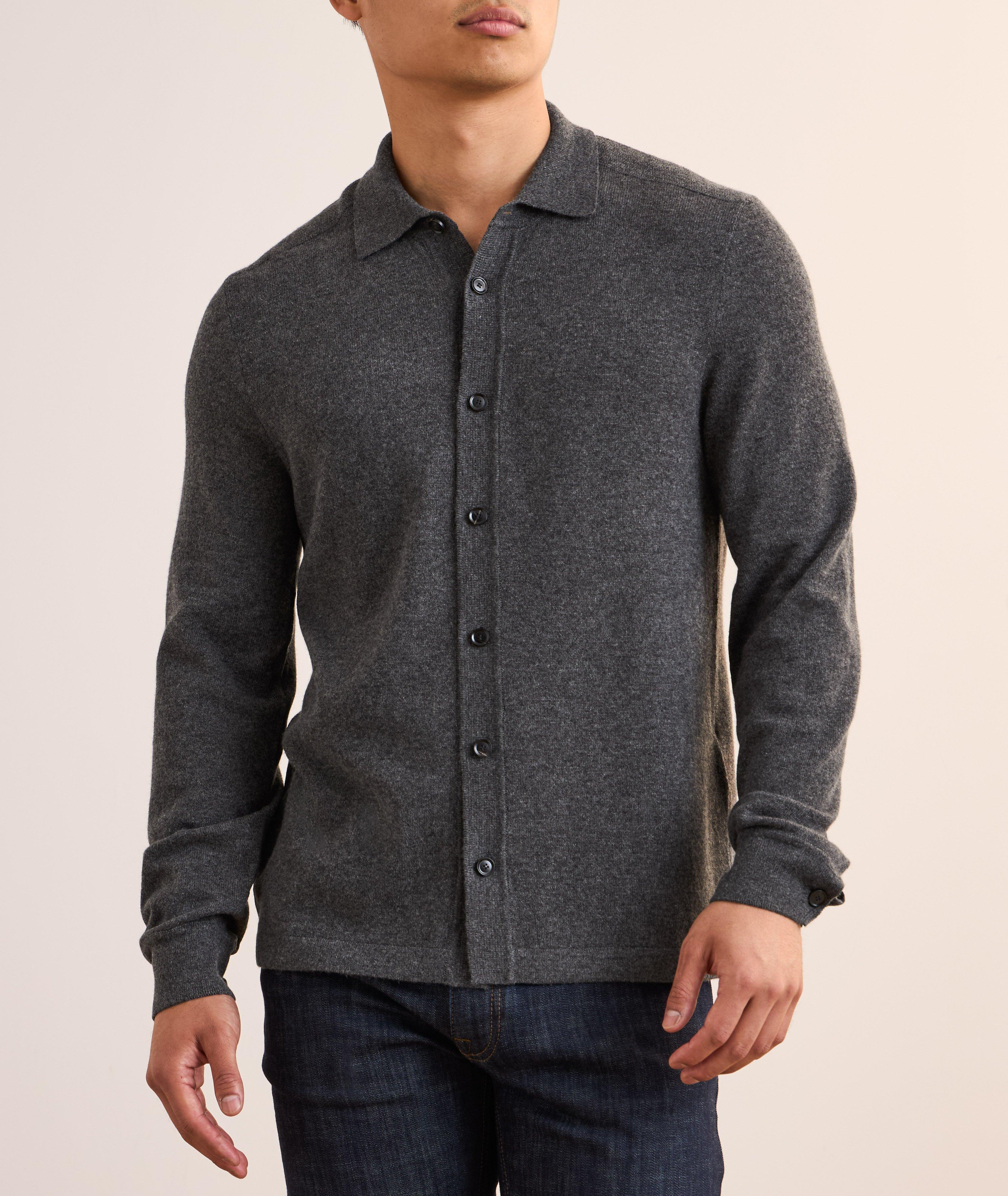 Cashmere Full-Button Polo Cardigan image 1