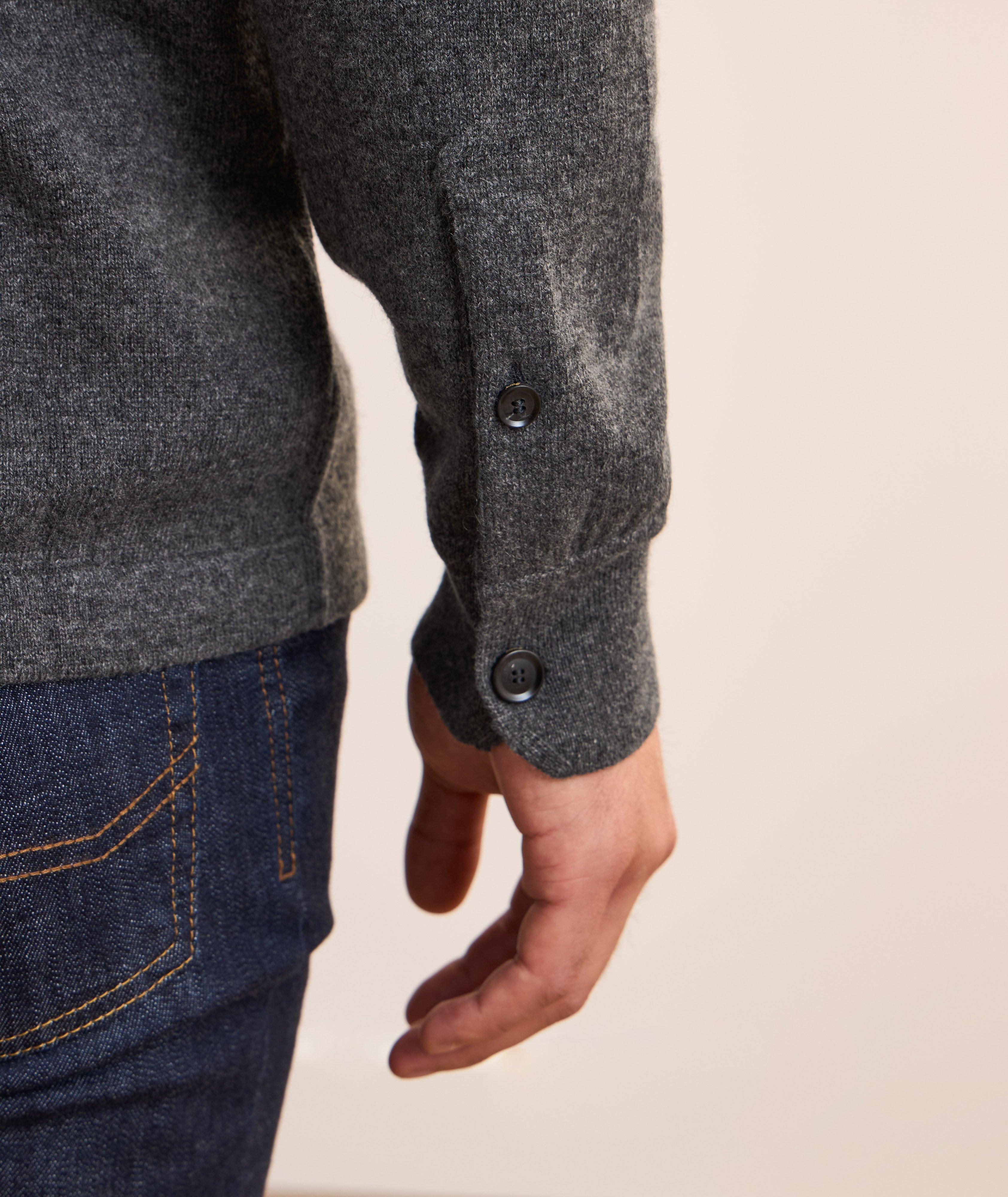 Cashmere Full-Button Polo Cardigan image 3