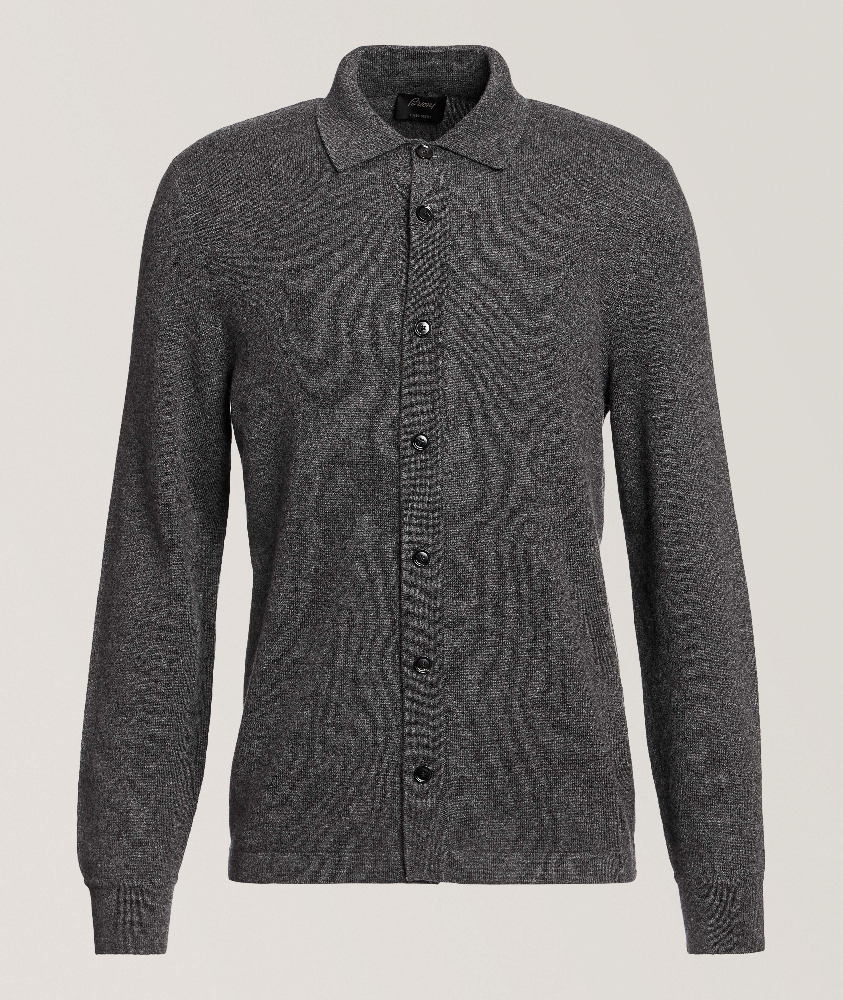 Cashmere Full-Button Polo Cardigan image 0
