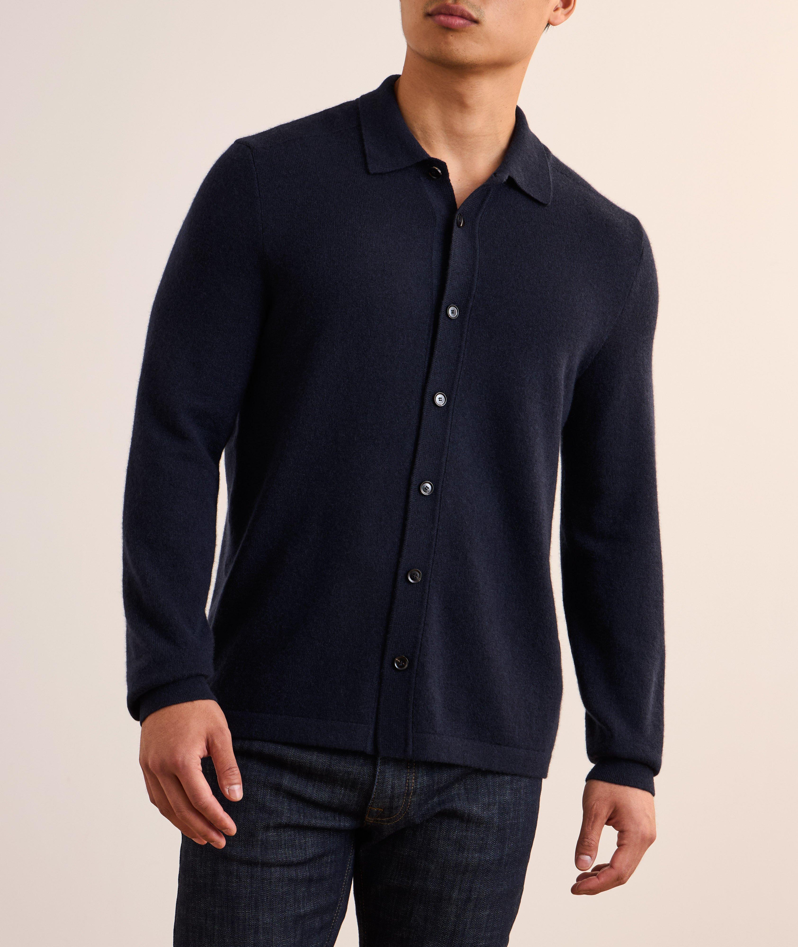 Cashmere Full-Button Polo Cardigan image 1
