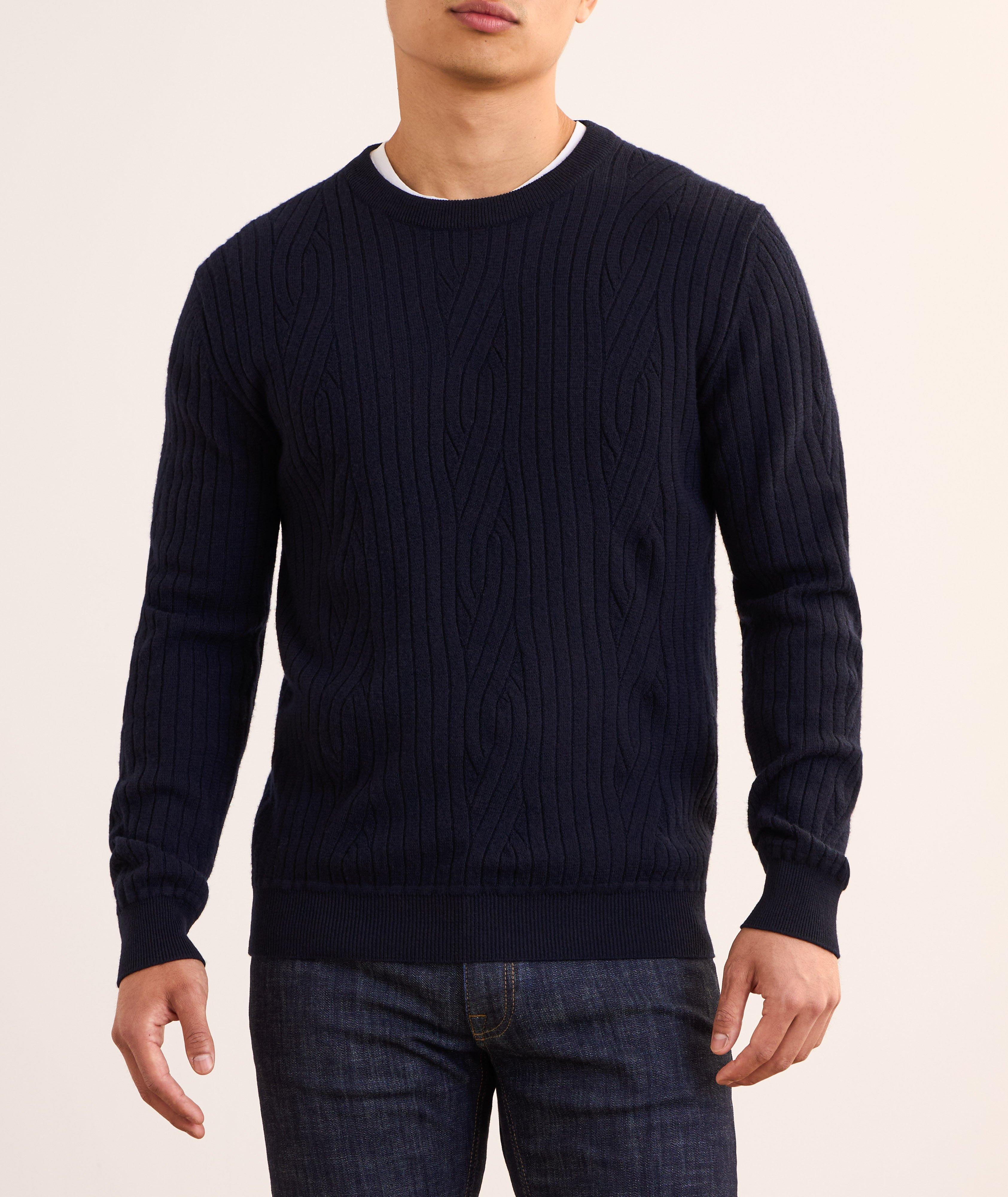 Pull en tricot côtelé de laine et de cachemire image 1