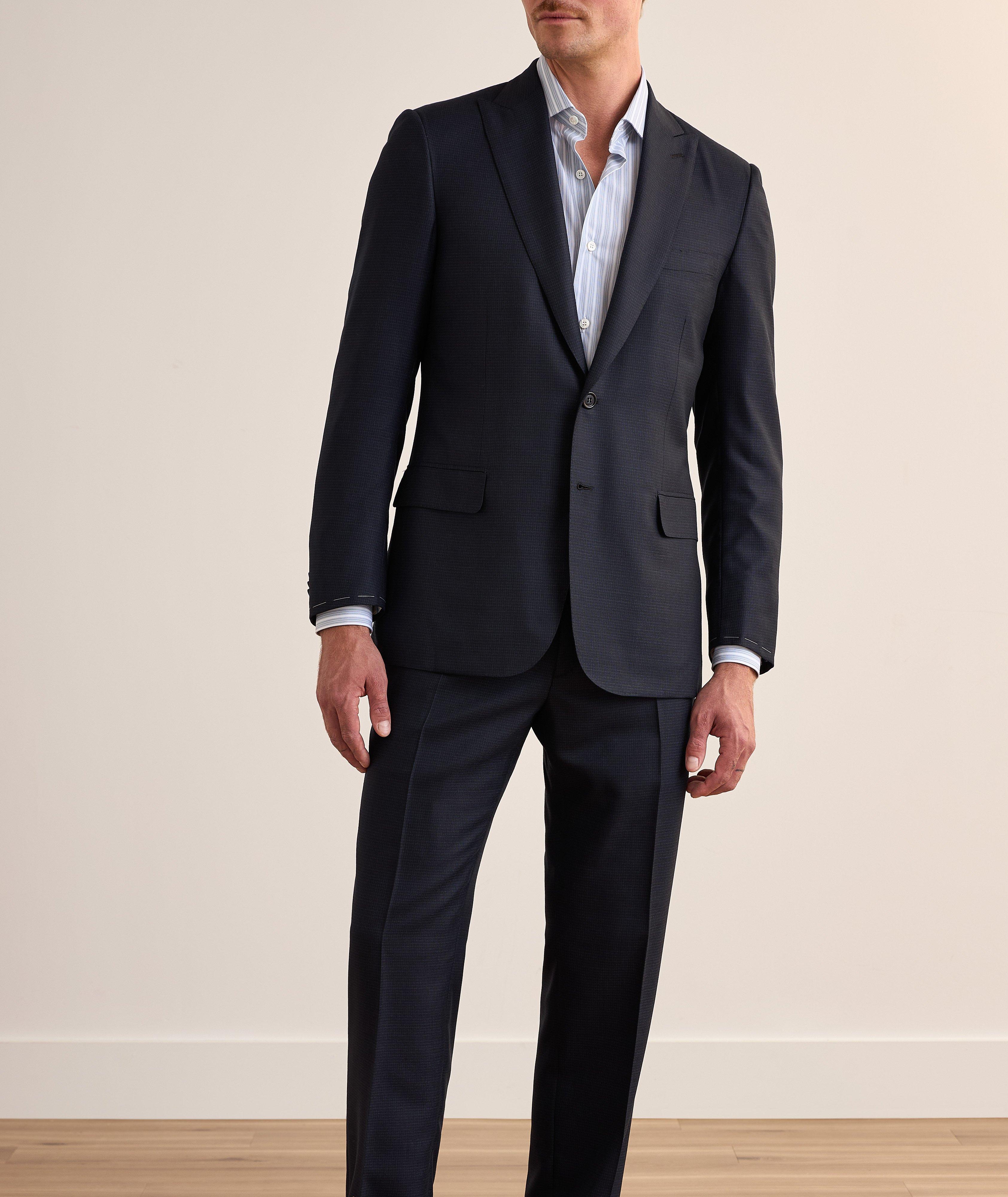 Textured Mini-Check Wool-Silk Suit image 1
