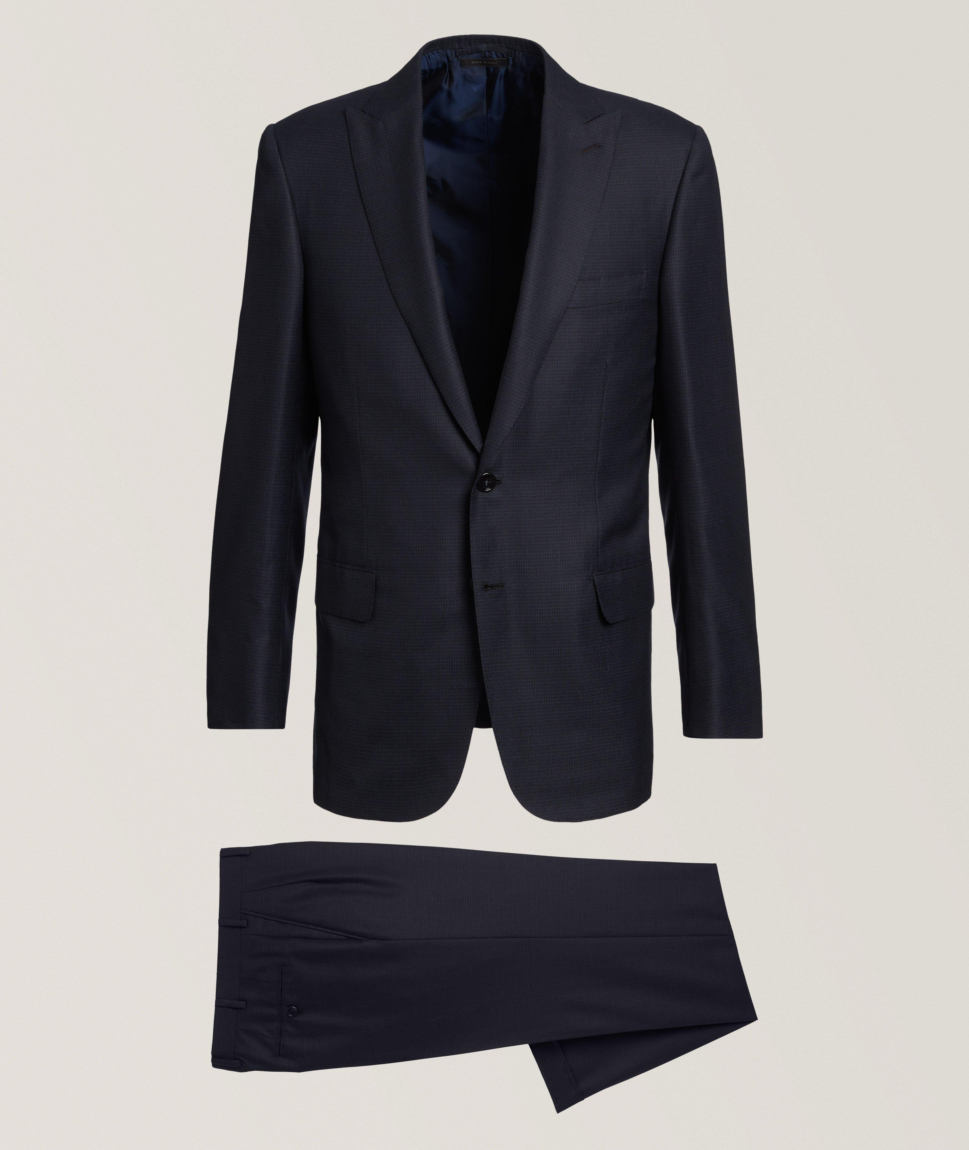 Textured Mini-Check Wool-Silk Suit image 0