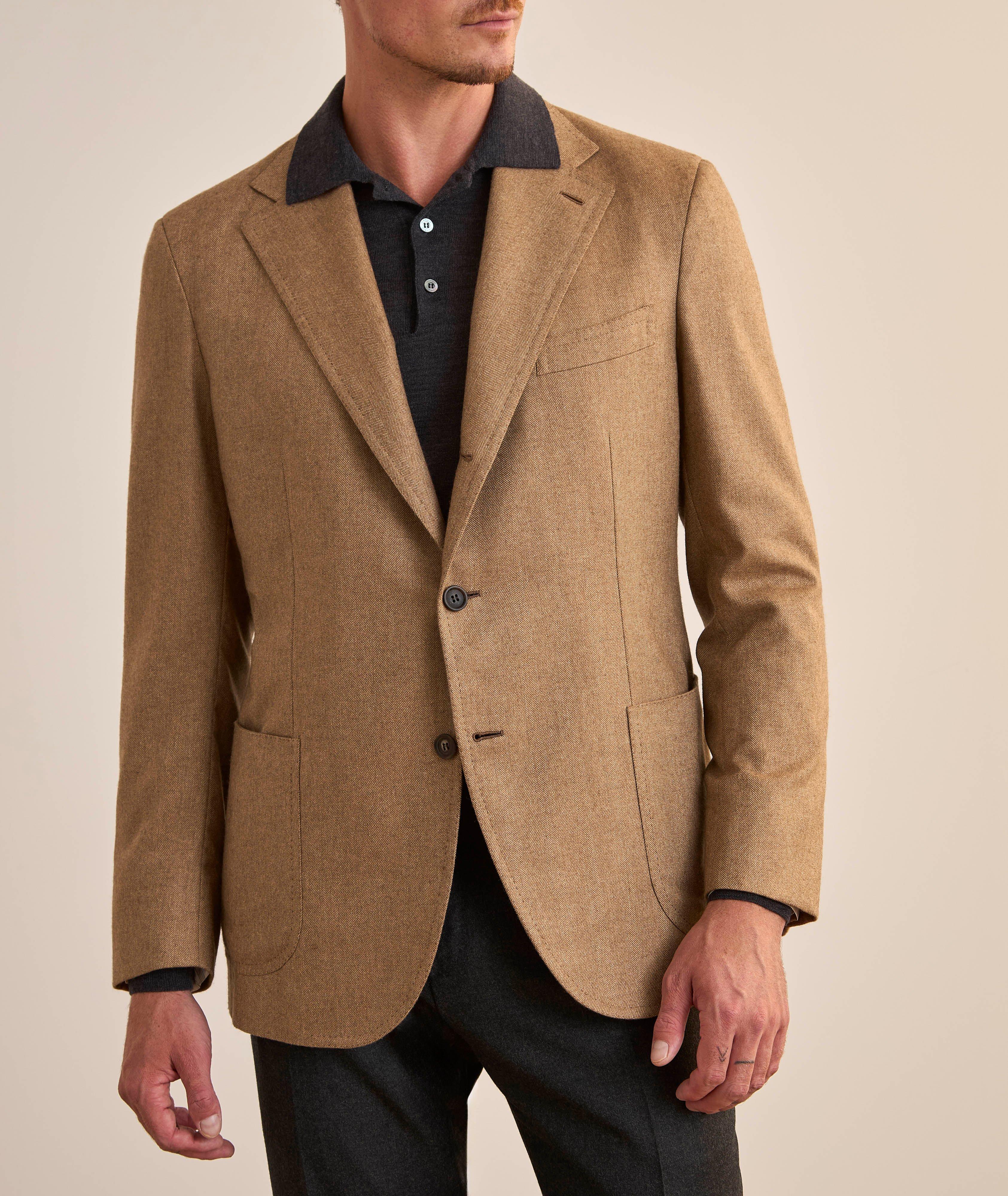 Amalfi Herringbone Silk-Cashmere Sport Jacket image 1