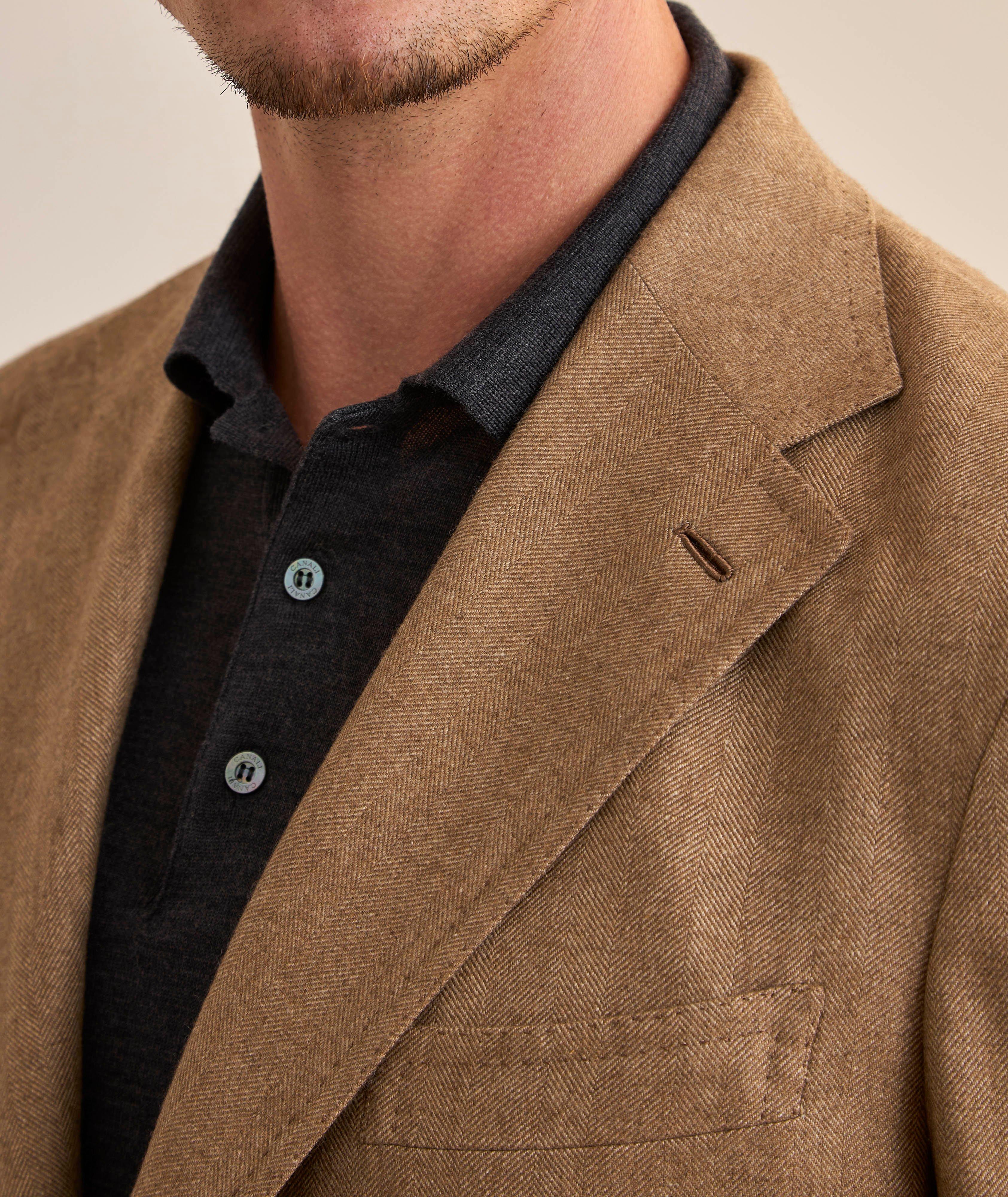 Amalfi Herringbone Silk-Cashmere Sport Jacket image 3