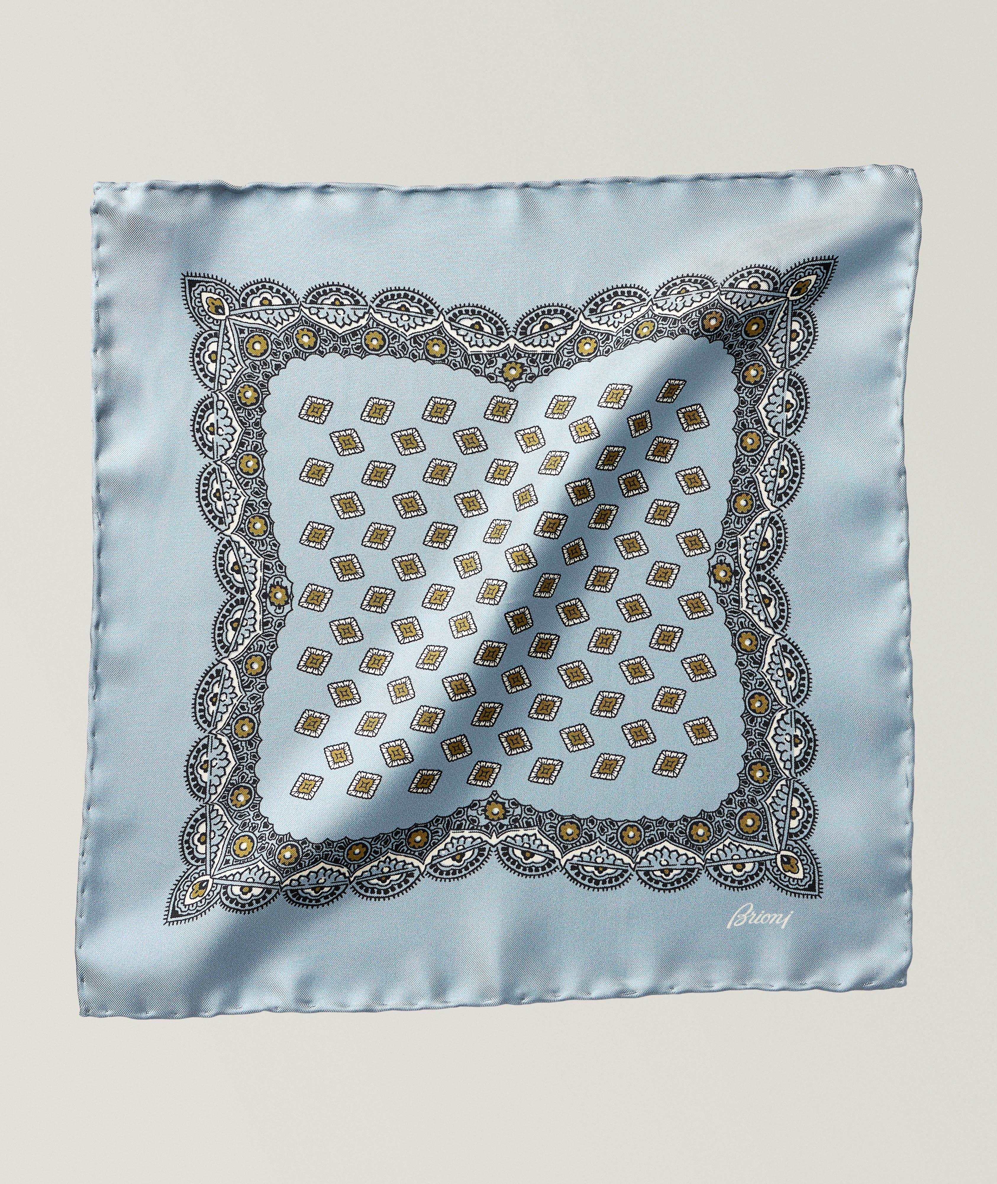 Brioni Patterned Silk Pocket Square