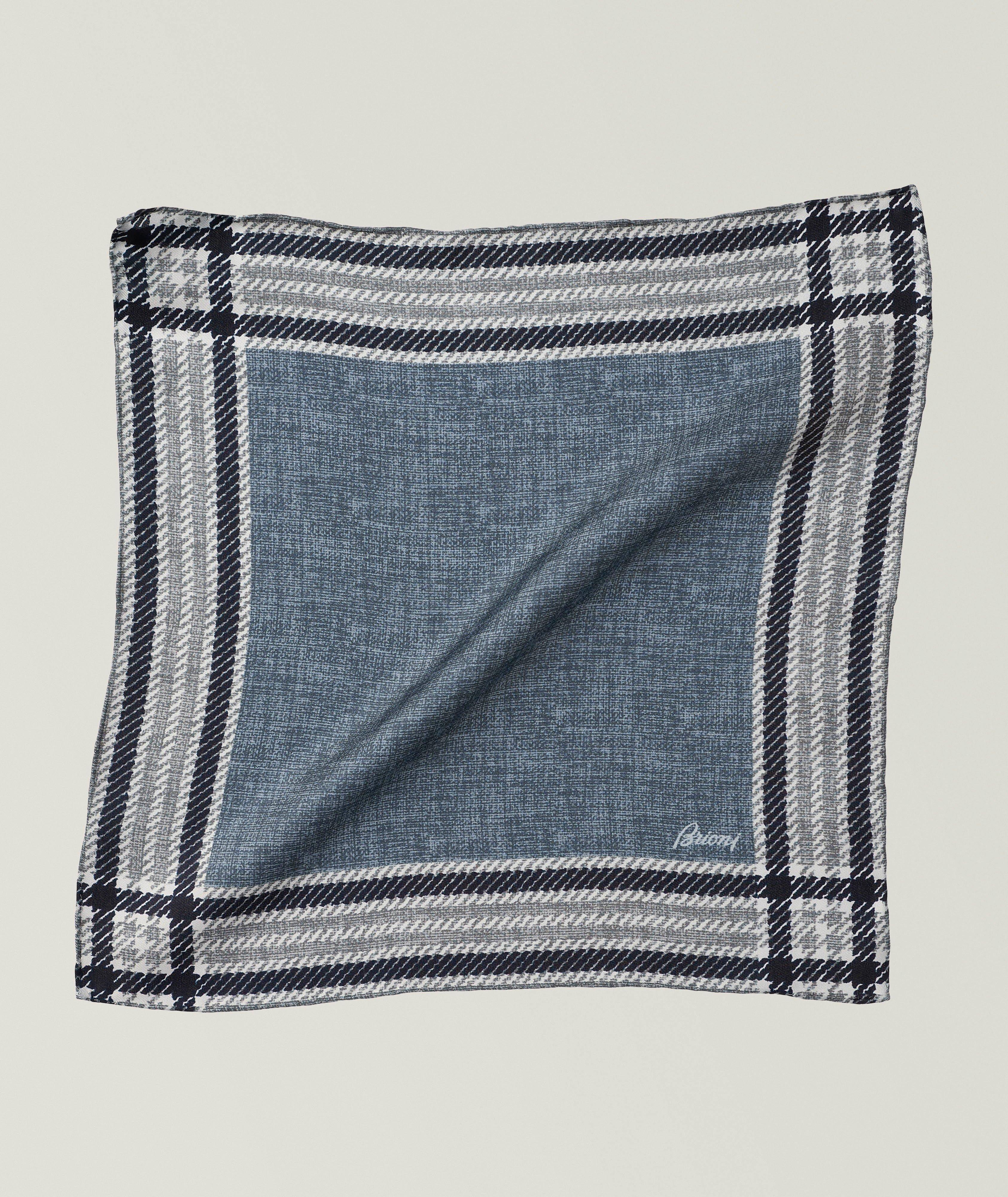 Plaid Border Silk Pocket Square image 0