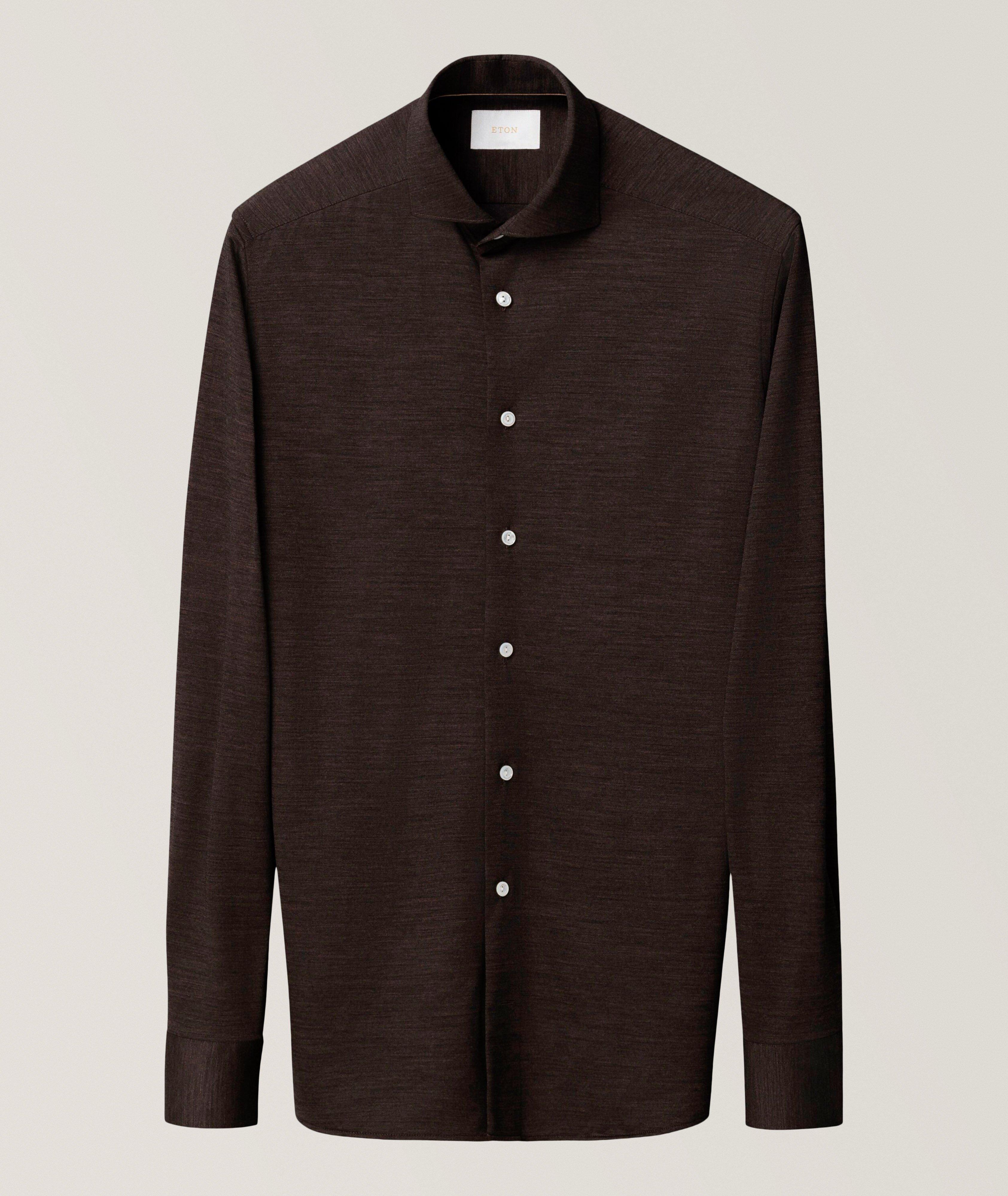 Chemise en laine mérinos à coupe contemporaine image 0