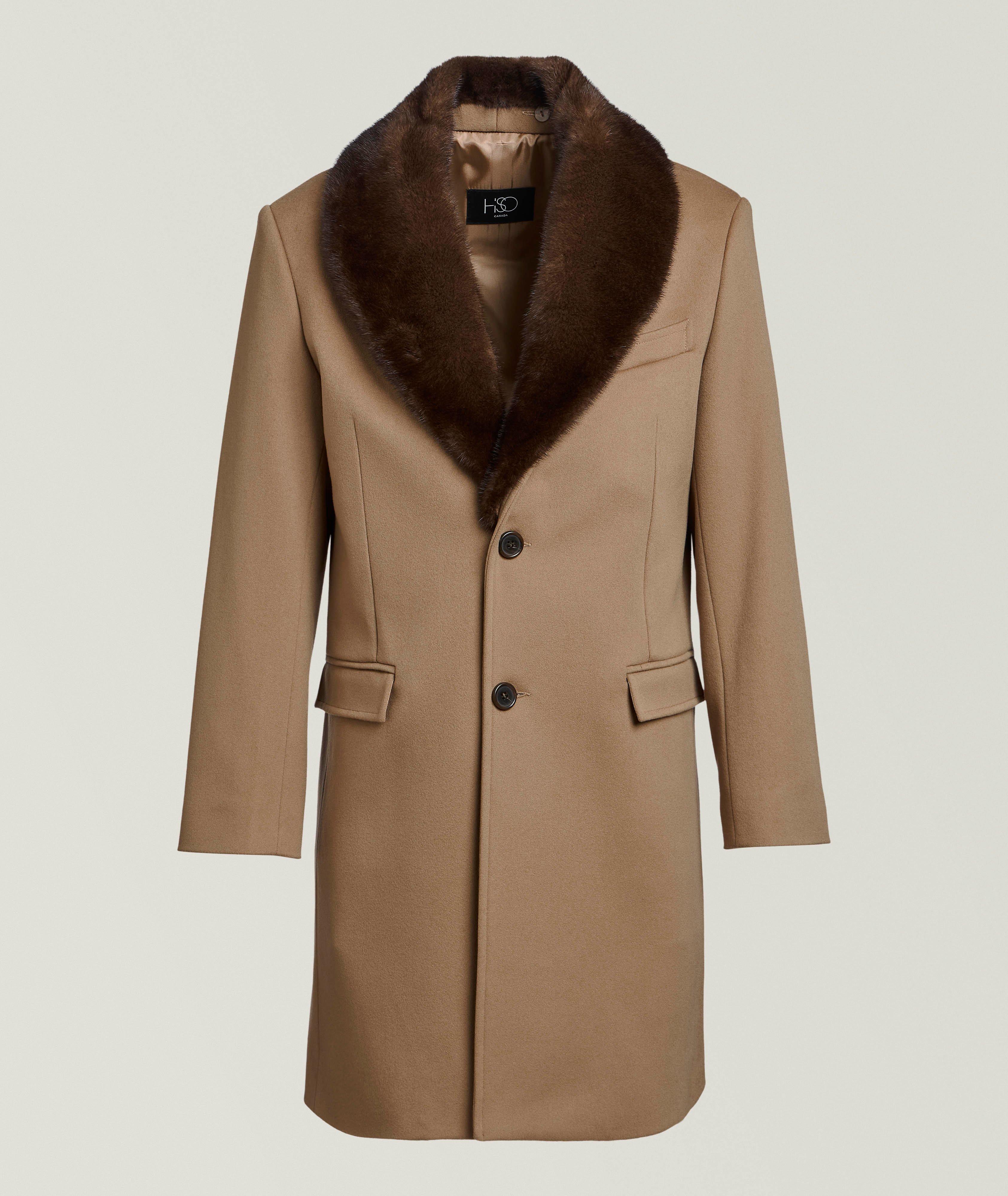 Manteau laine à col châle en fourrure image 0