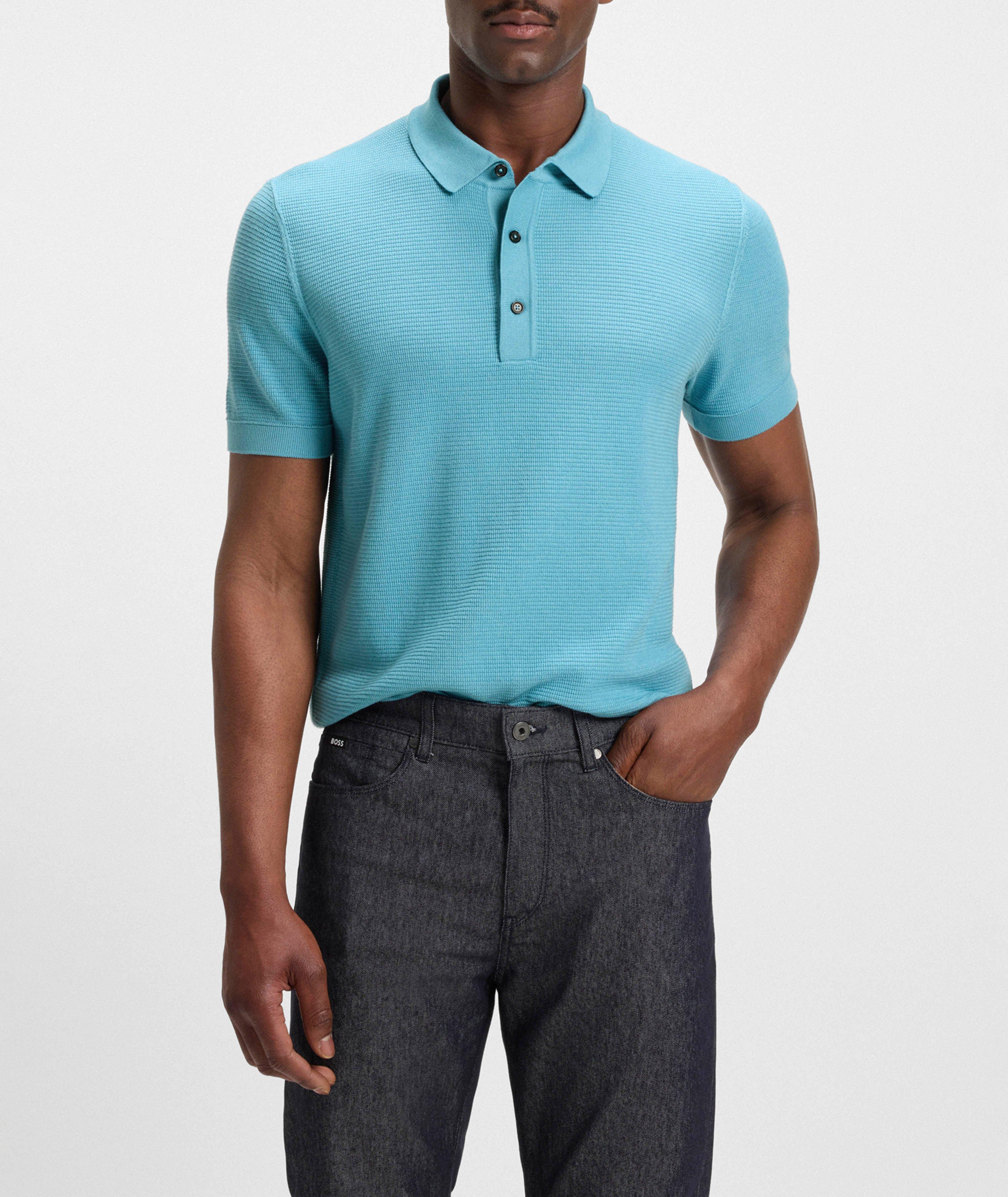 Polo en tricot gaufré de coton et de lyocell image 1