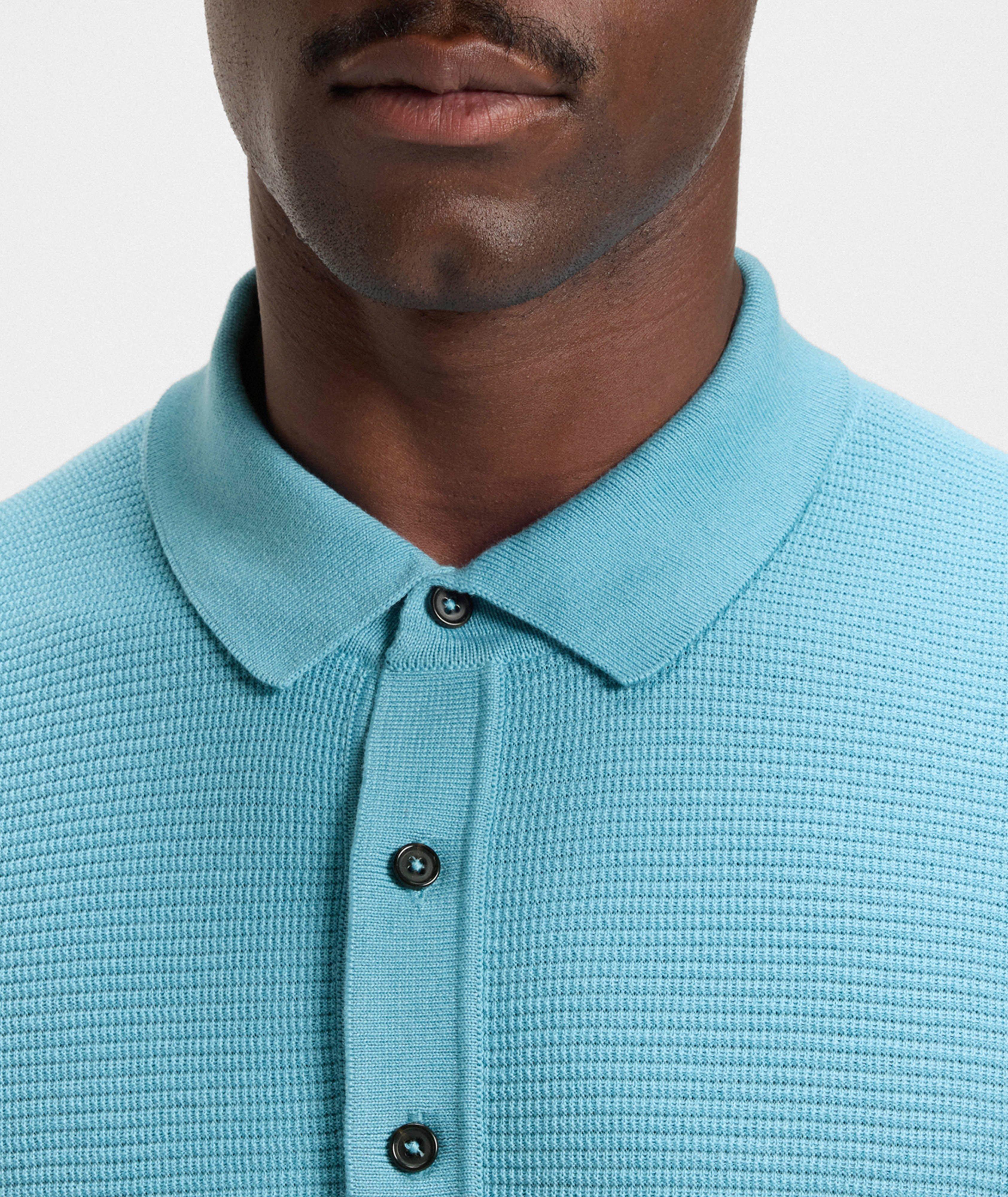 Polo en tricot gaufré de coton et de lyocell image 3