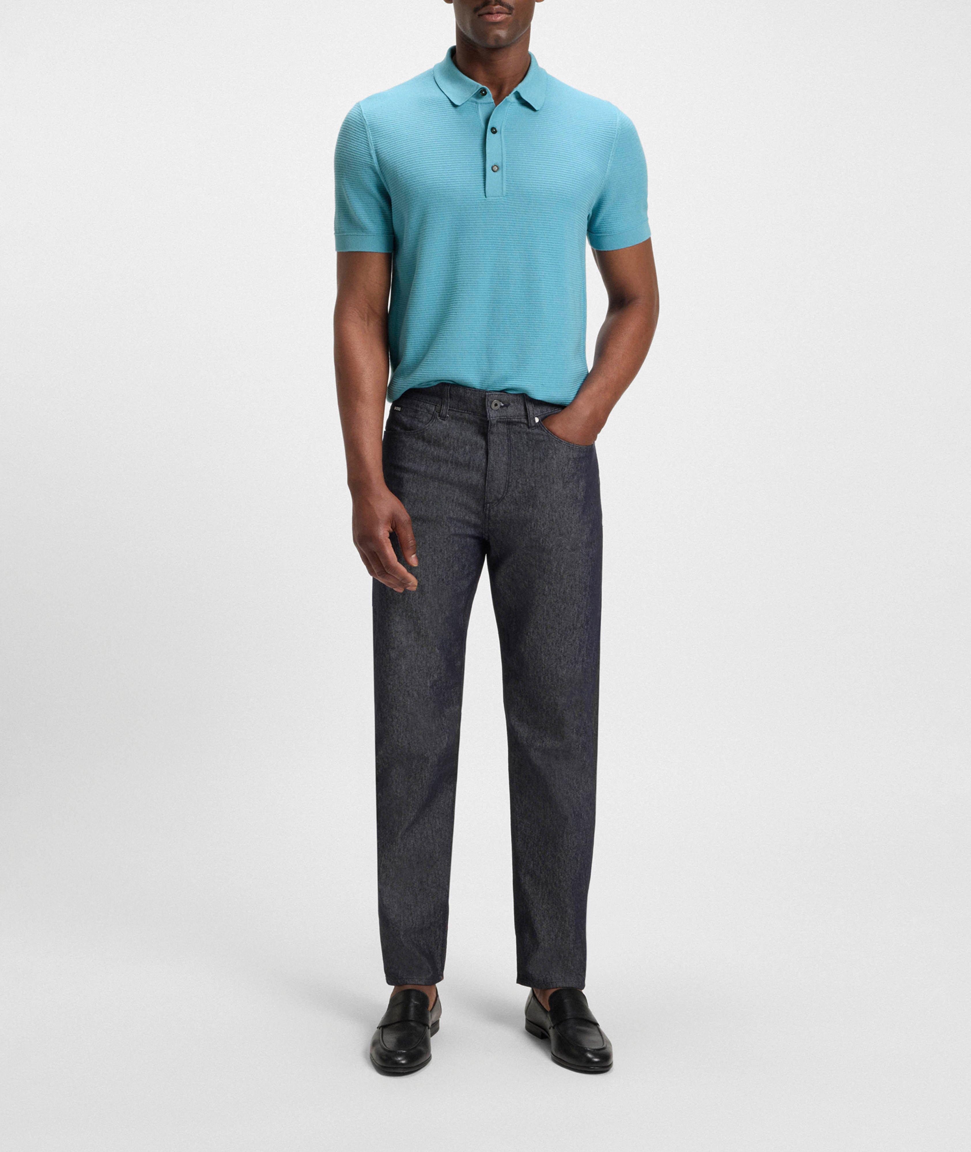 Polo en tricot gaufré de coton et de lyocell image 4