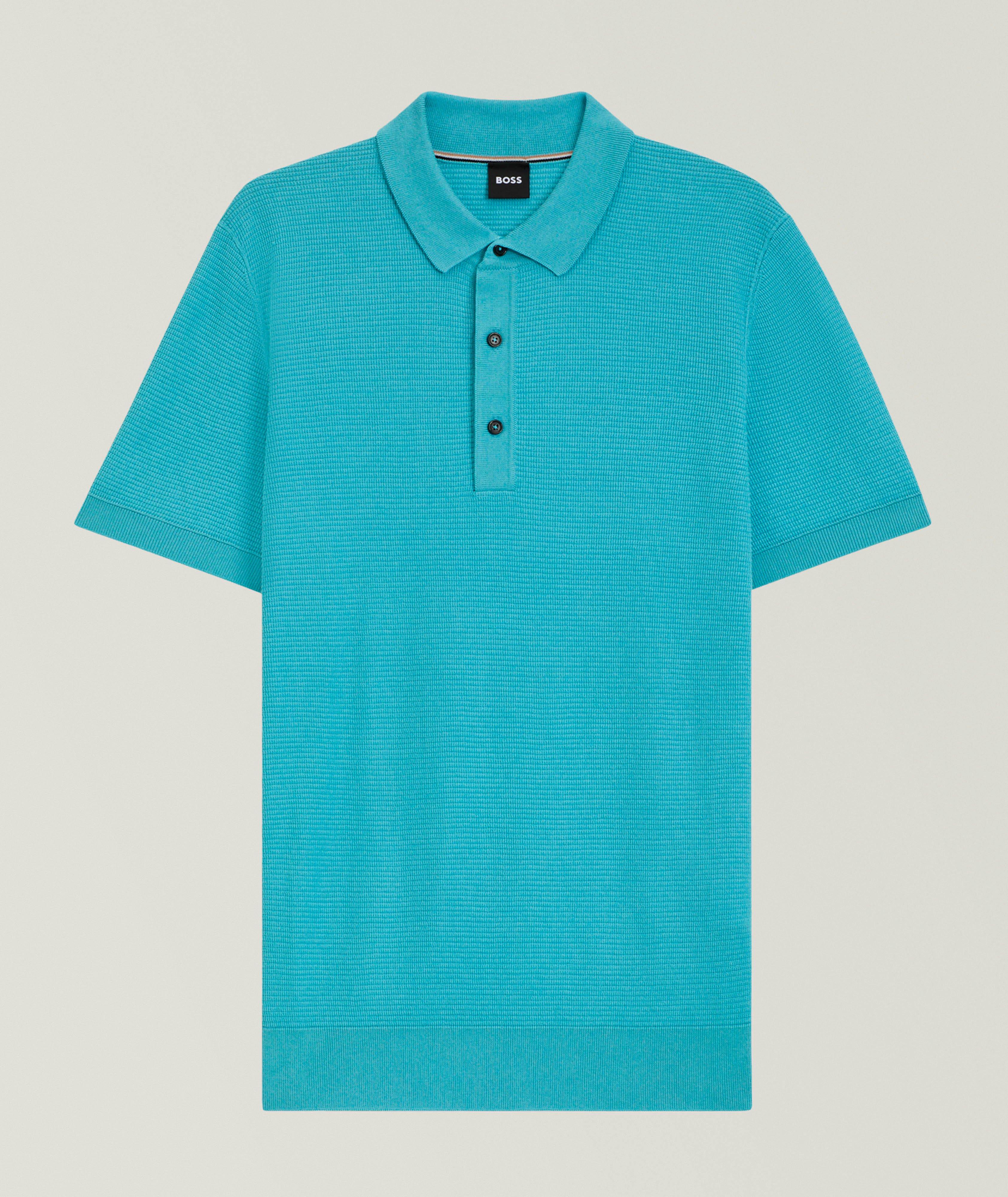 Polo en tricot gaufré de coton et de lyocell image 0