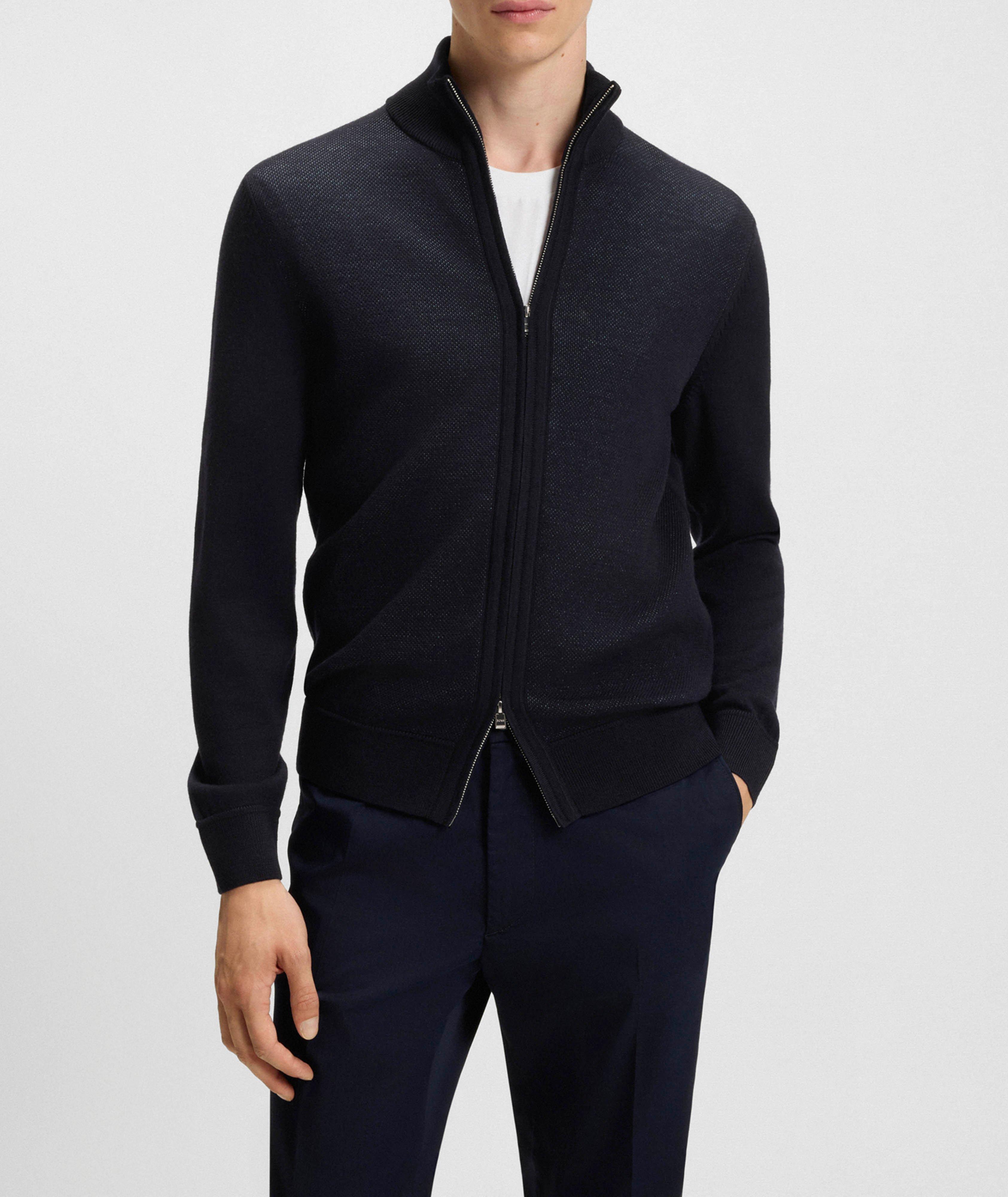 Zip-Up Wool Knit Cardigan  image 1
