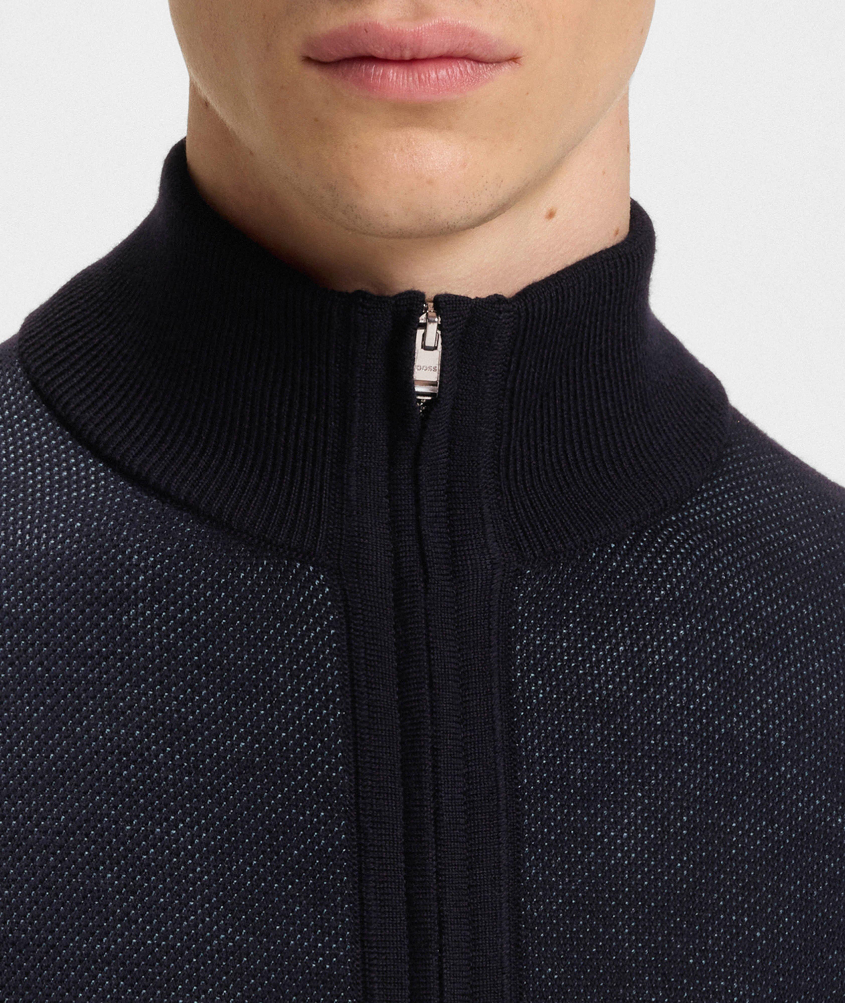 Zip-Up Wool Knit Cardigan  image 3