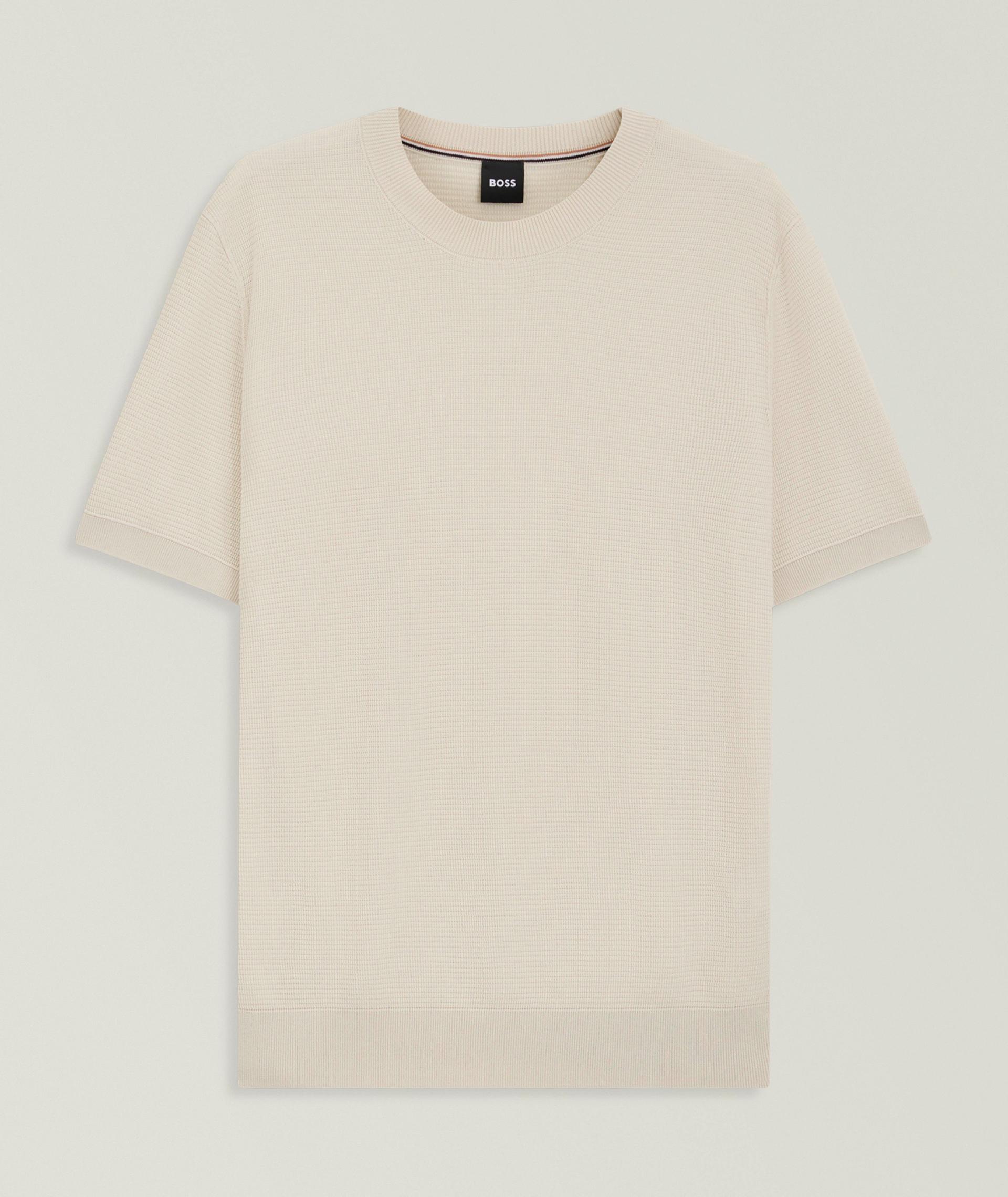 Ianni Ribbed Knit Lyocell-Cotton T-Shirt image 0
