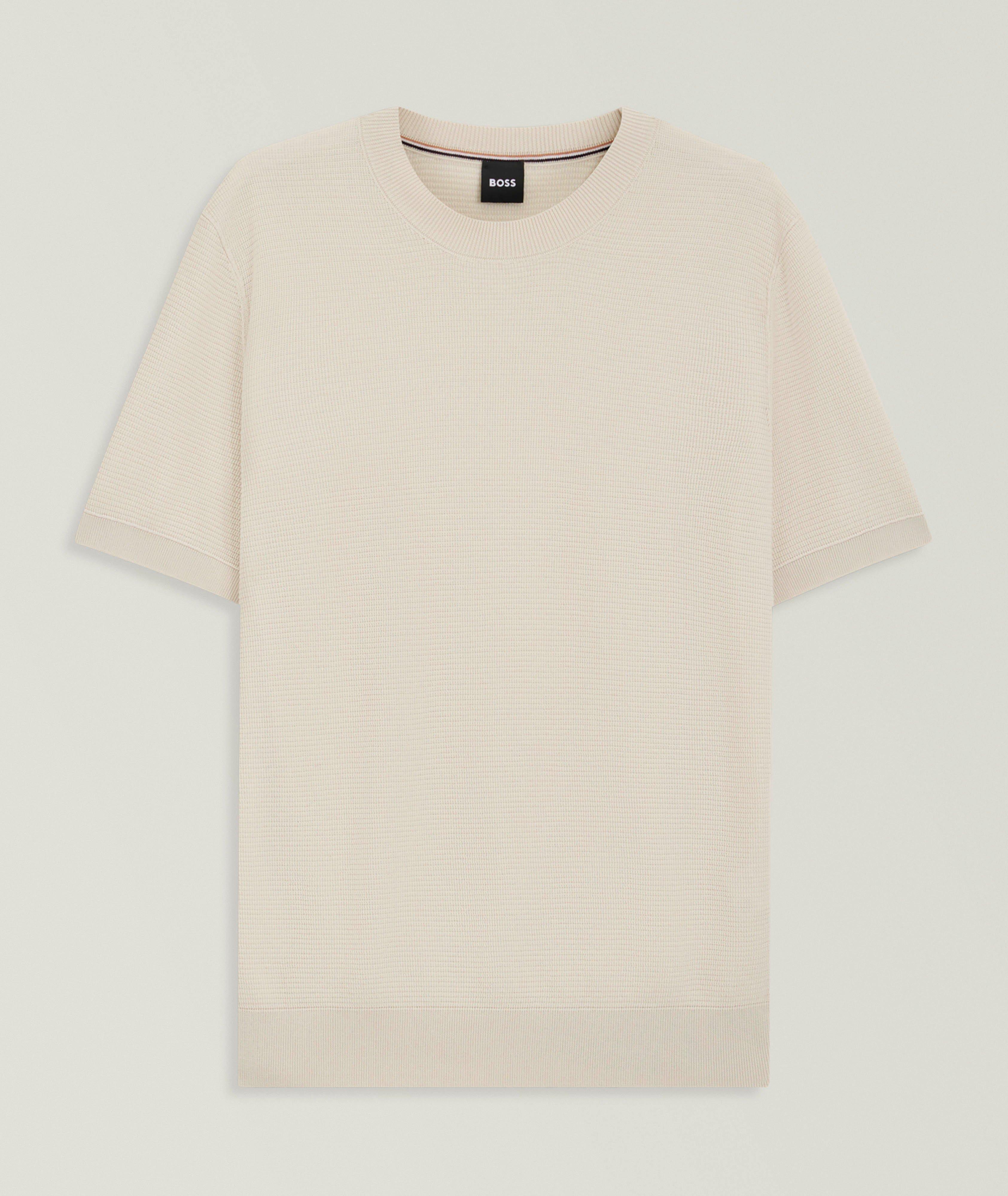 Ianni Ribbed Knit Lyocell-Cotton T-Shirt image 0