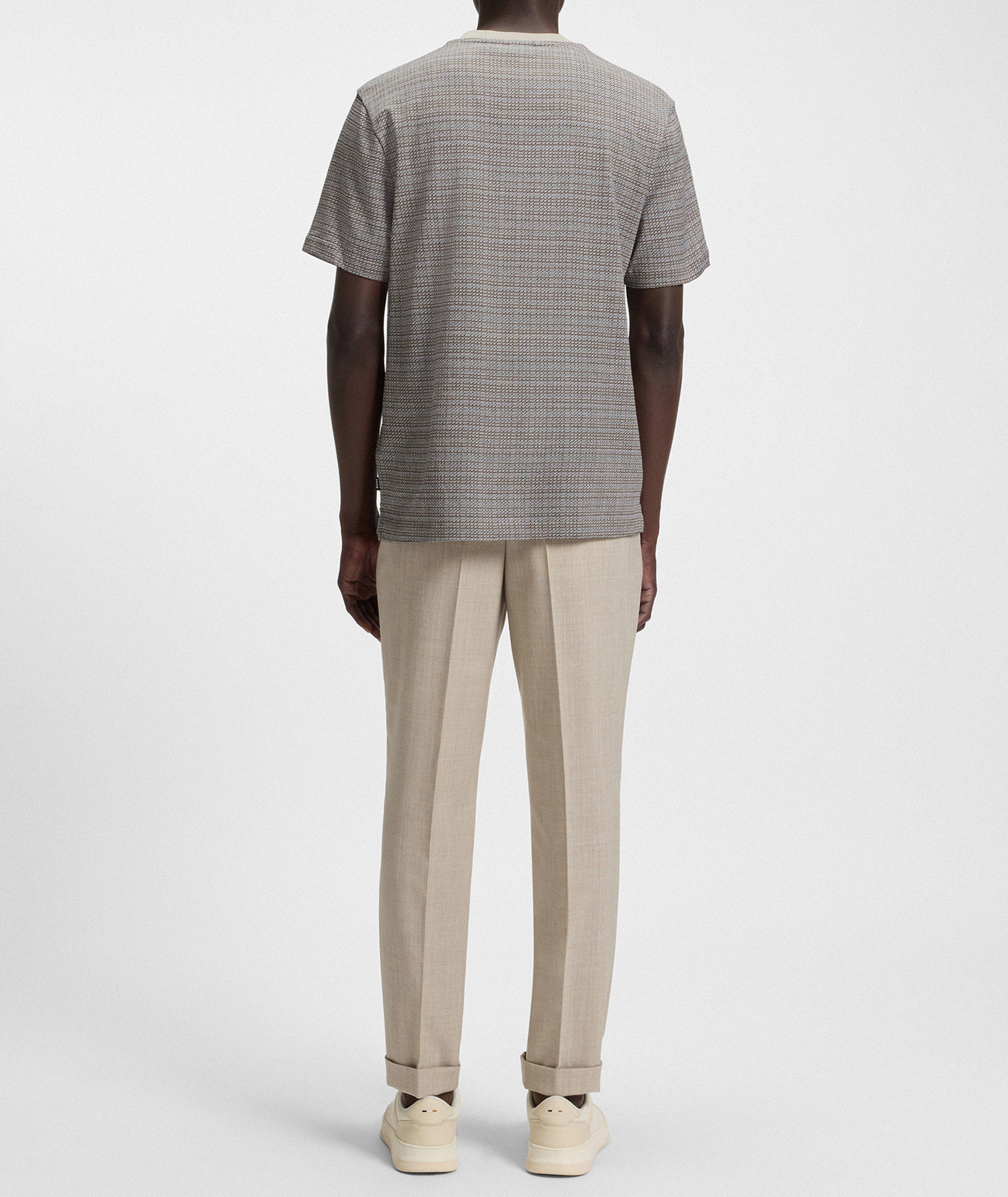 Grid-Print Mercerized Cotton T-Shirt image 2