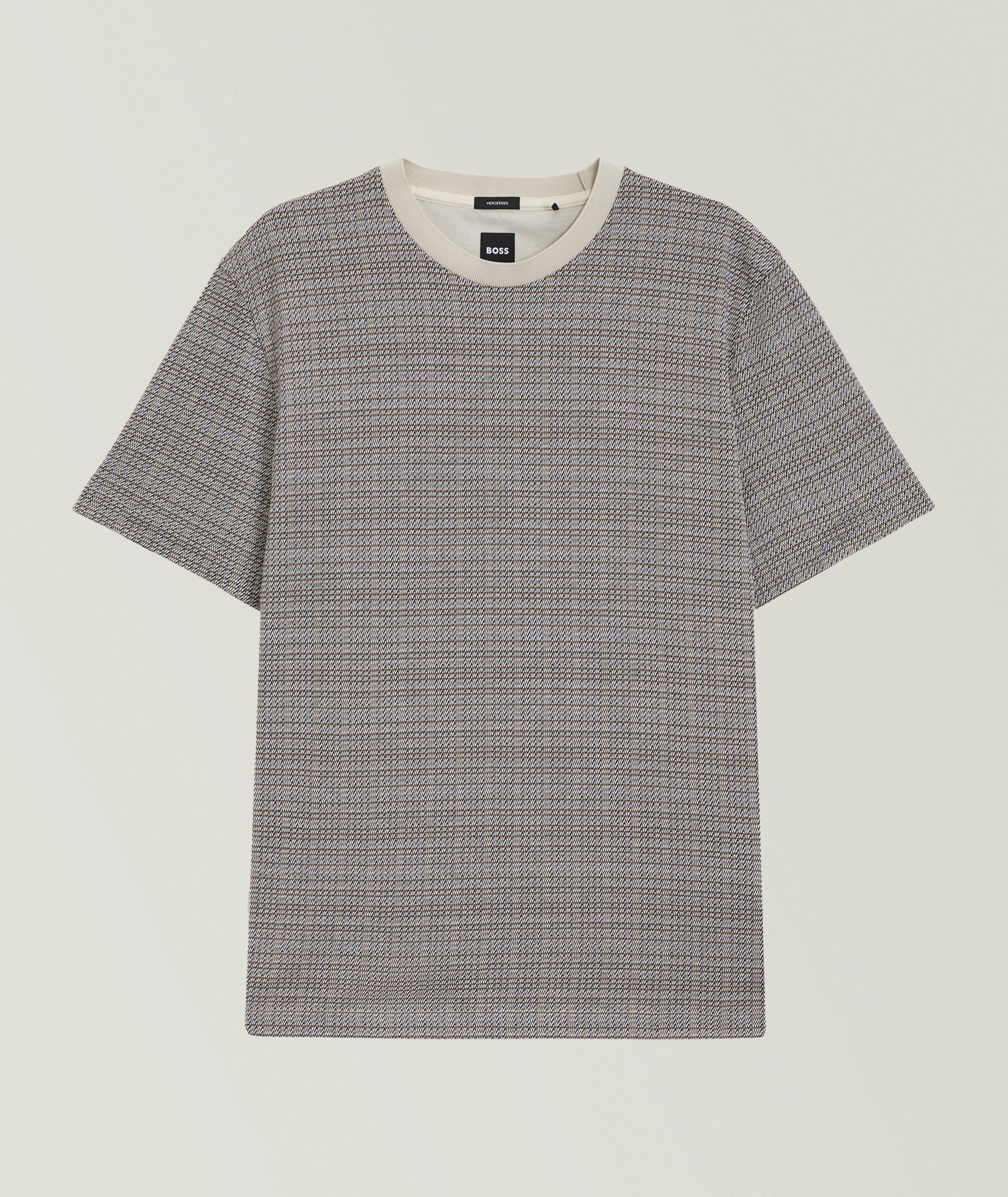 Grid-Print Mercerized Cotton T-Shirt image 0
