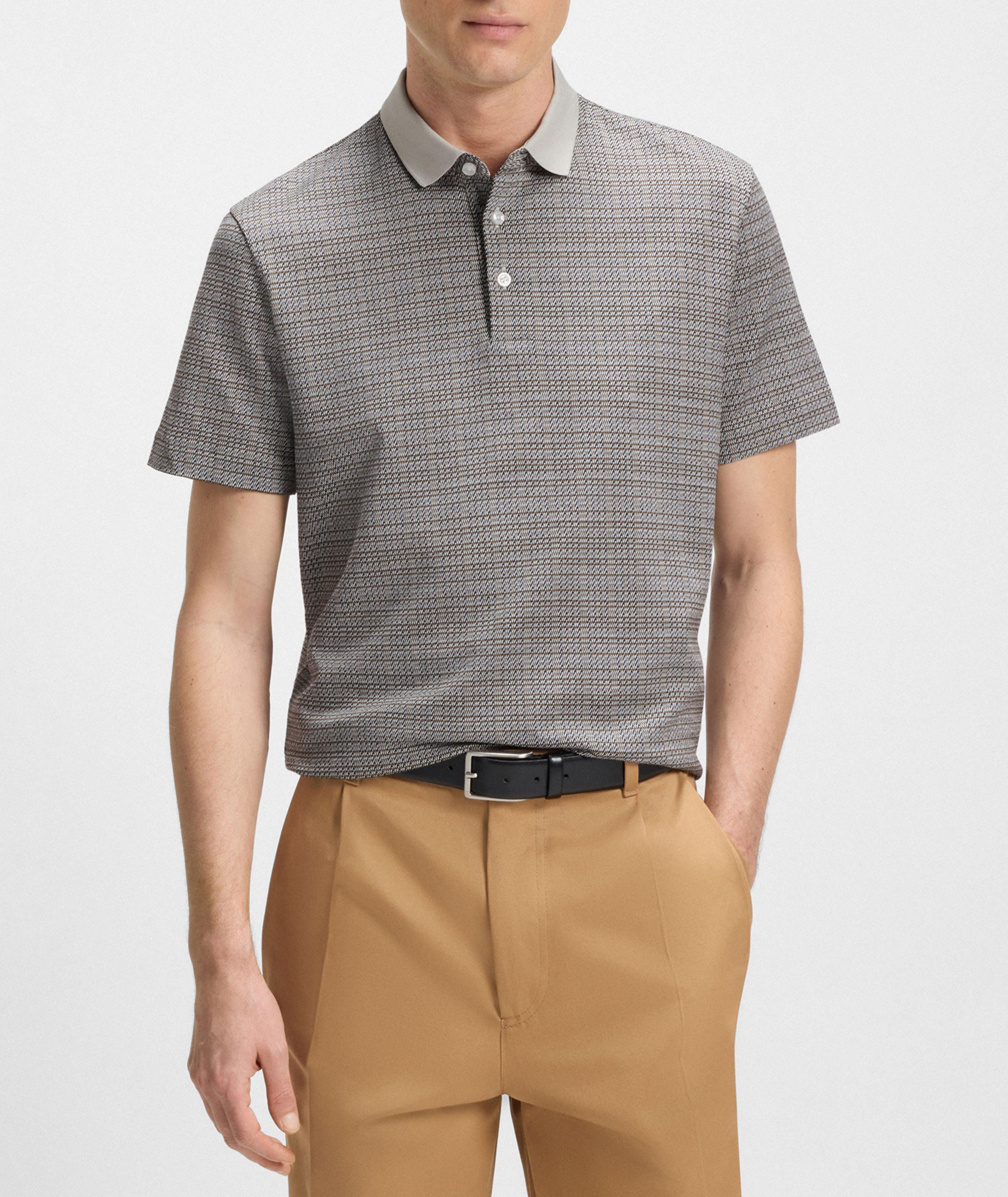 Mercerized Cotton Grid-Print Polo image 1