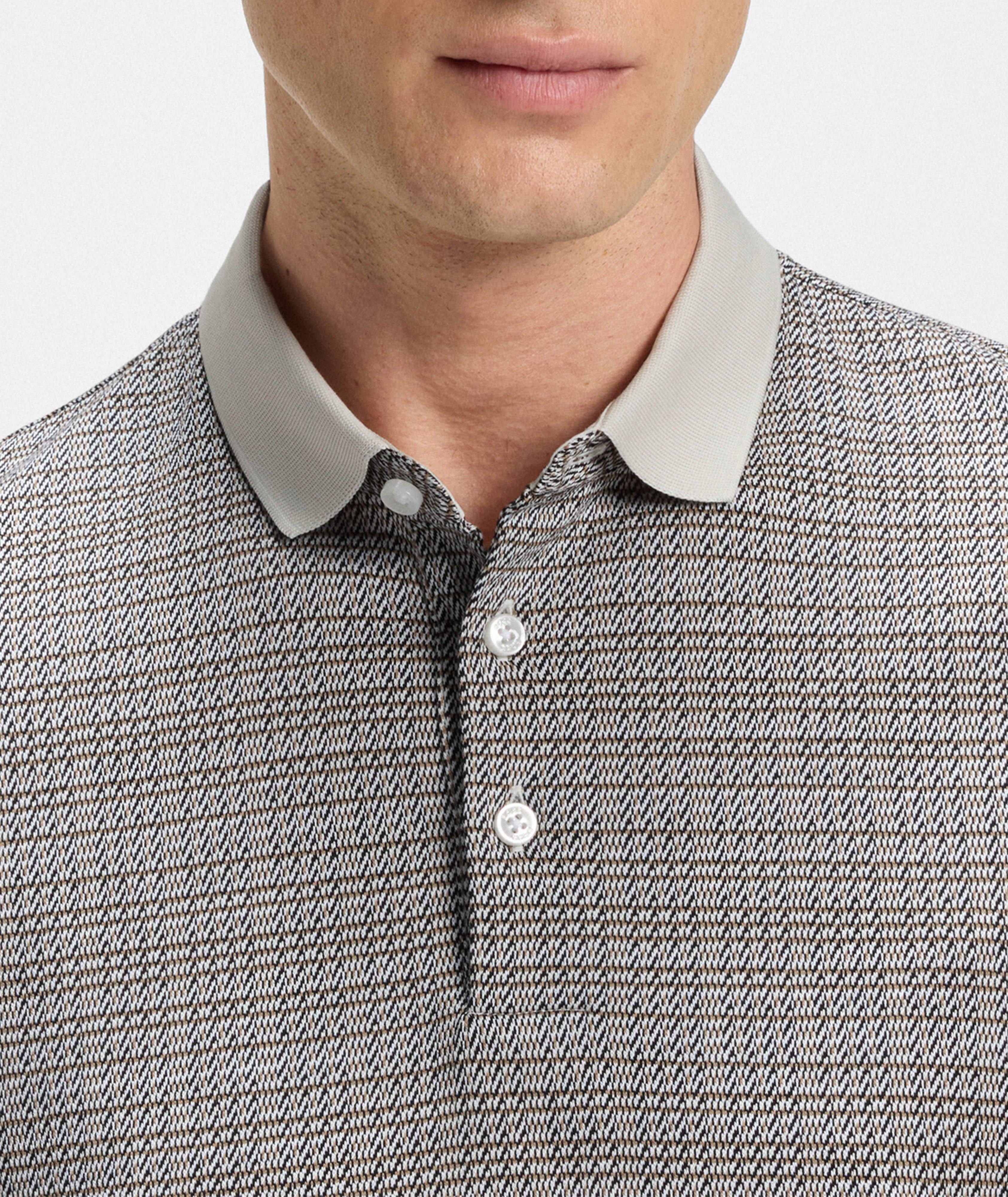 Mercerized Cotton Grid-Print Polo image 3
