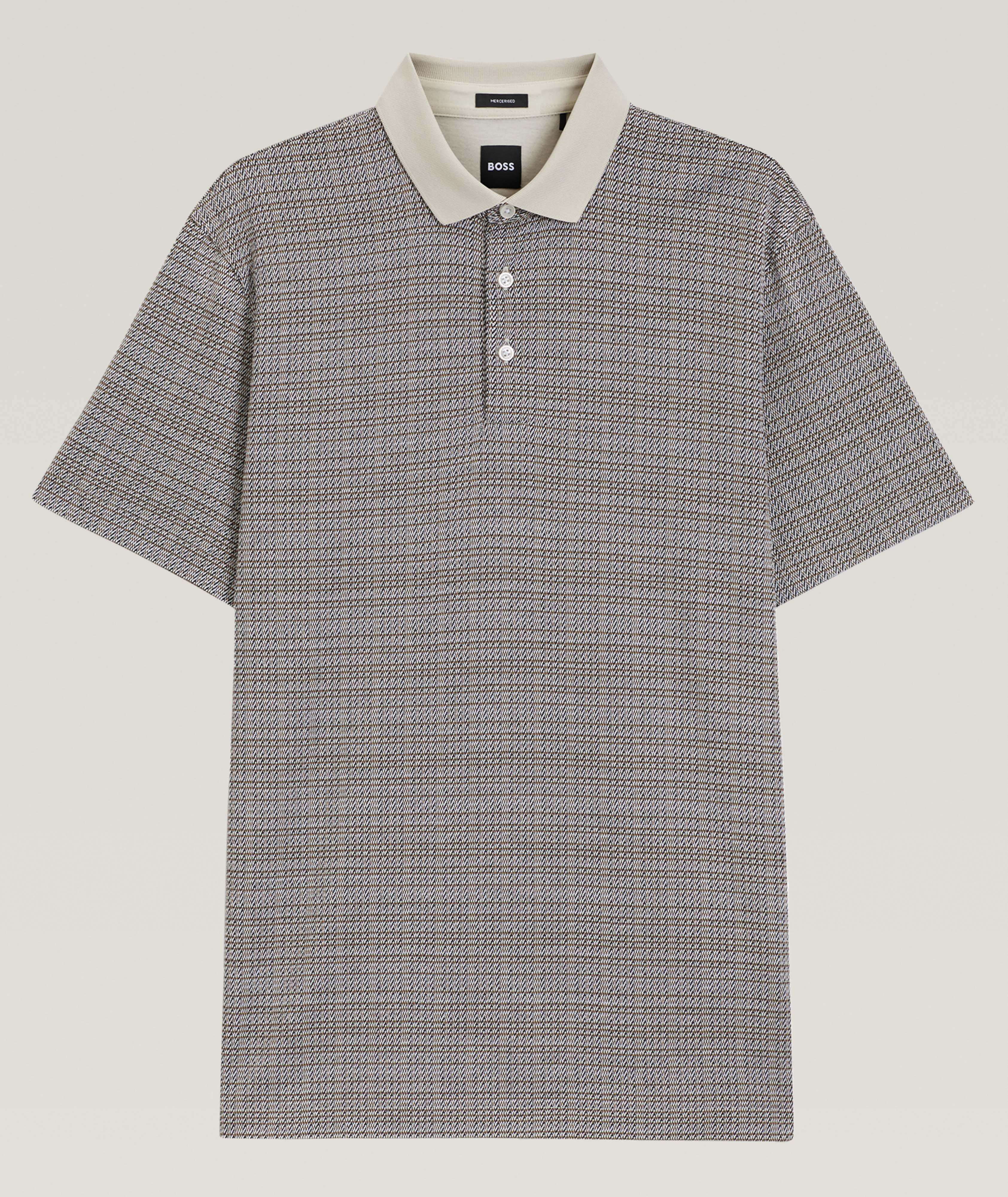 Mercerized Cotton Grid-Print Polo image 0