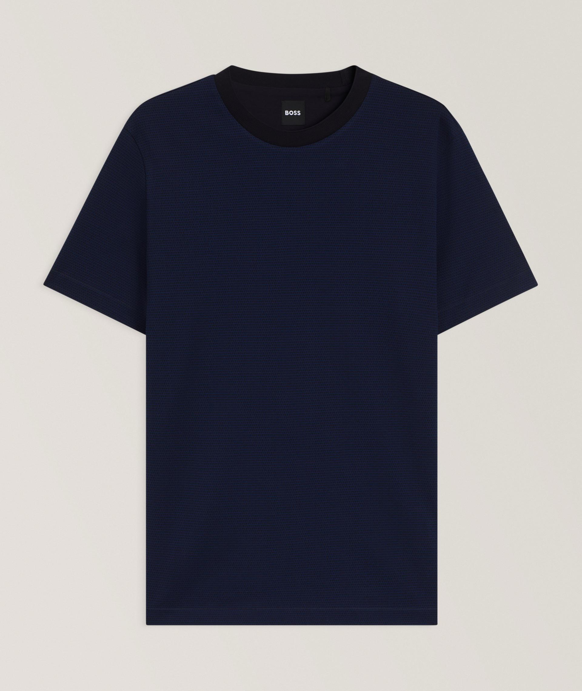 Geometric-Jacquard Mercerized Cotton T-Shirt   image 0