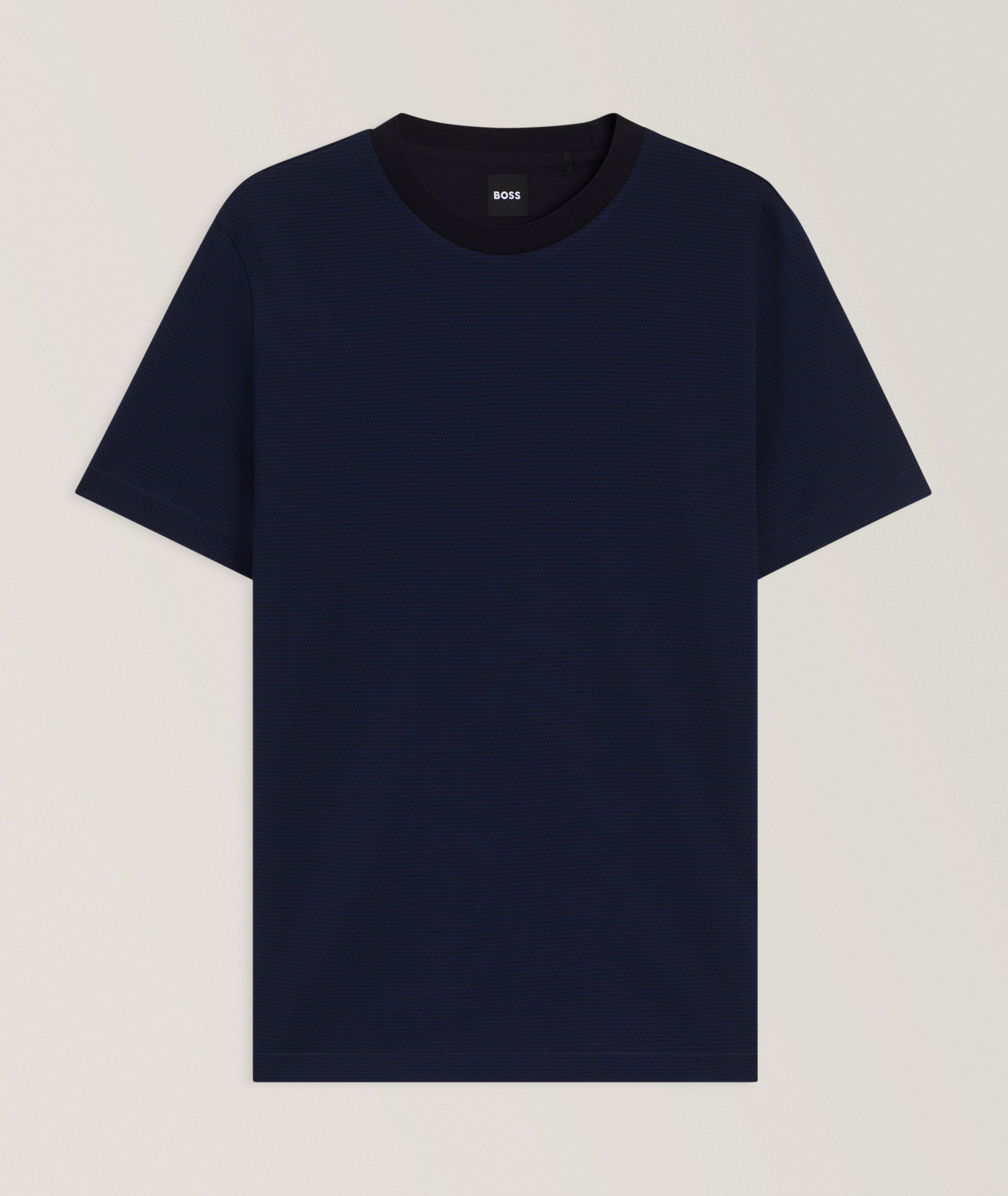 Geometric-Jacquard Mercerized Cotton T-Shirt   image 0