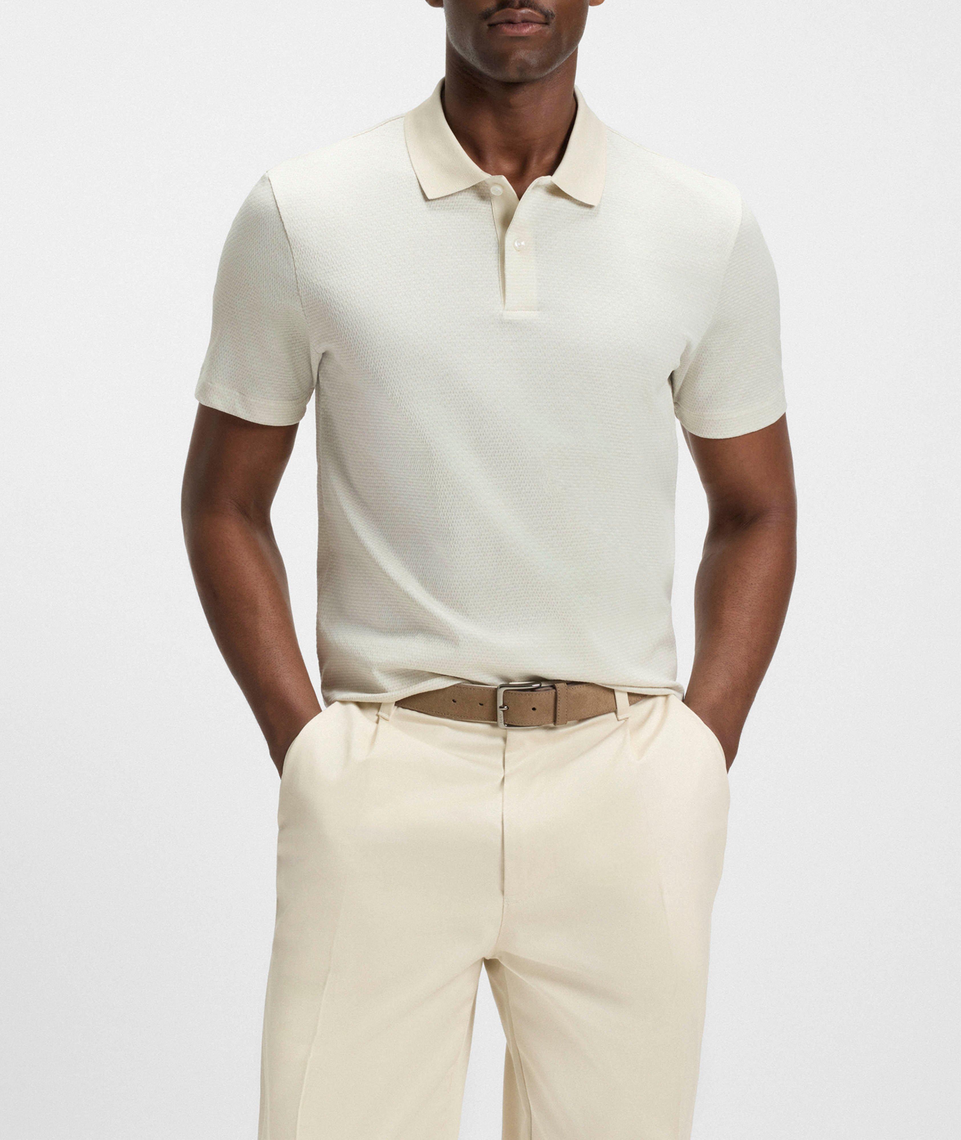 Geometric Jacquard Mercerized-Cotton Polo  image 1