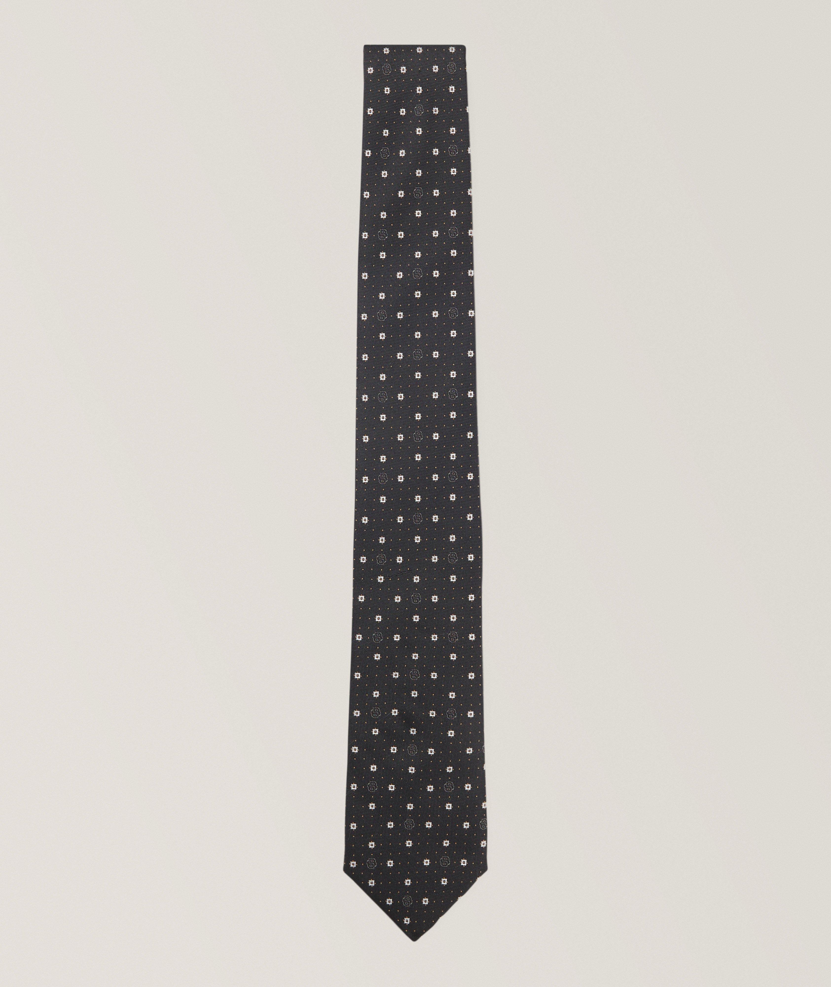 Micro-Logo Neat Silk-Blend Tie image 0