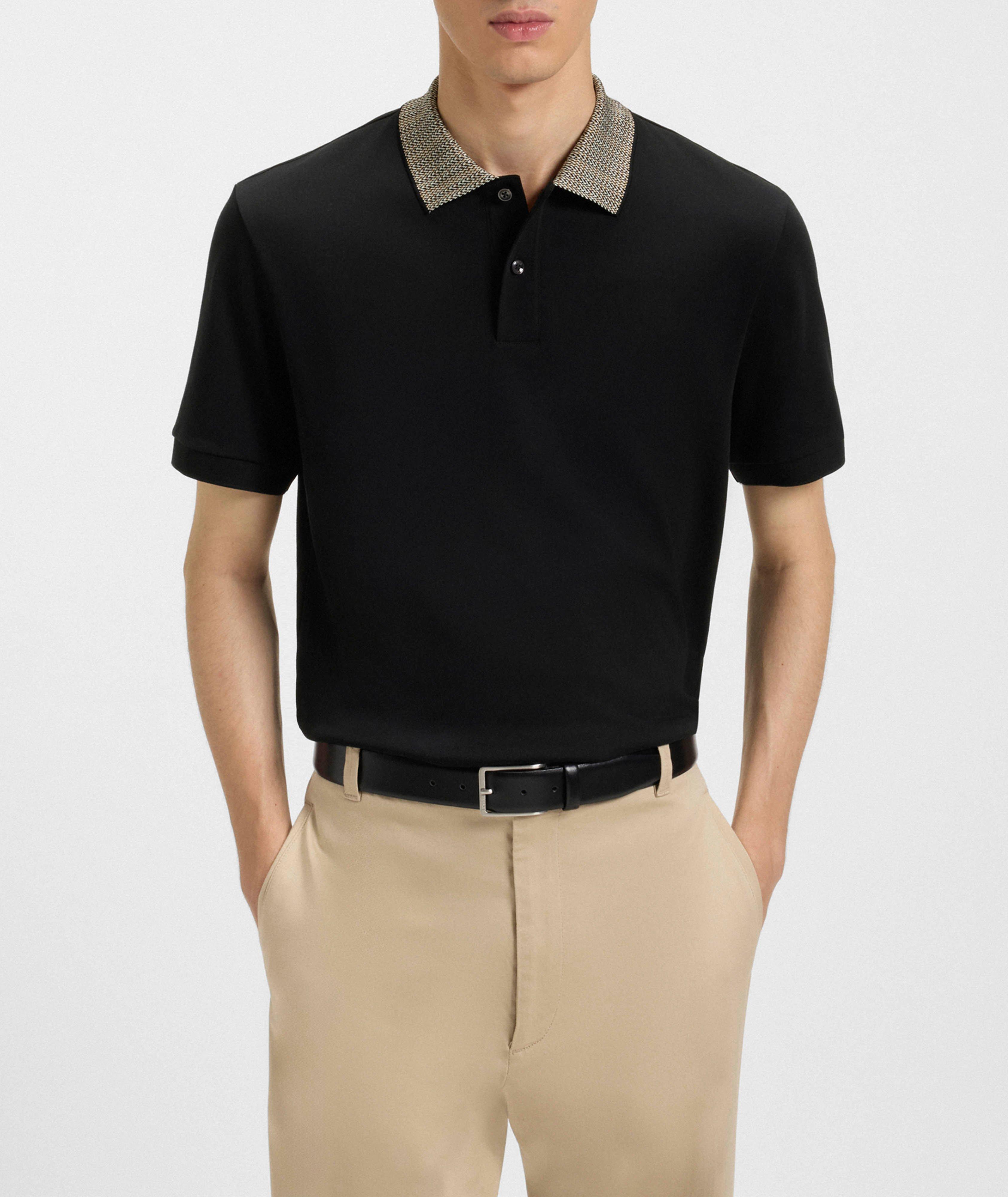 Parlay Patterned-Collar Pima Cotton Polo   image 1