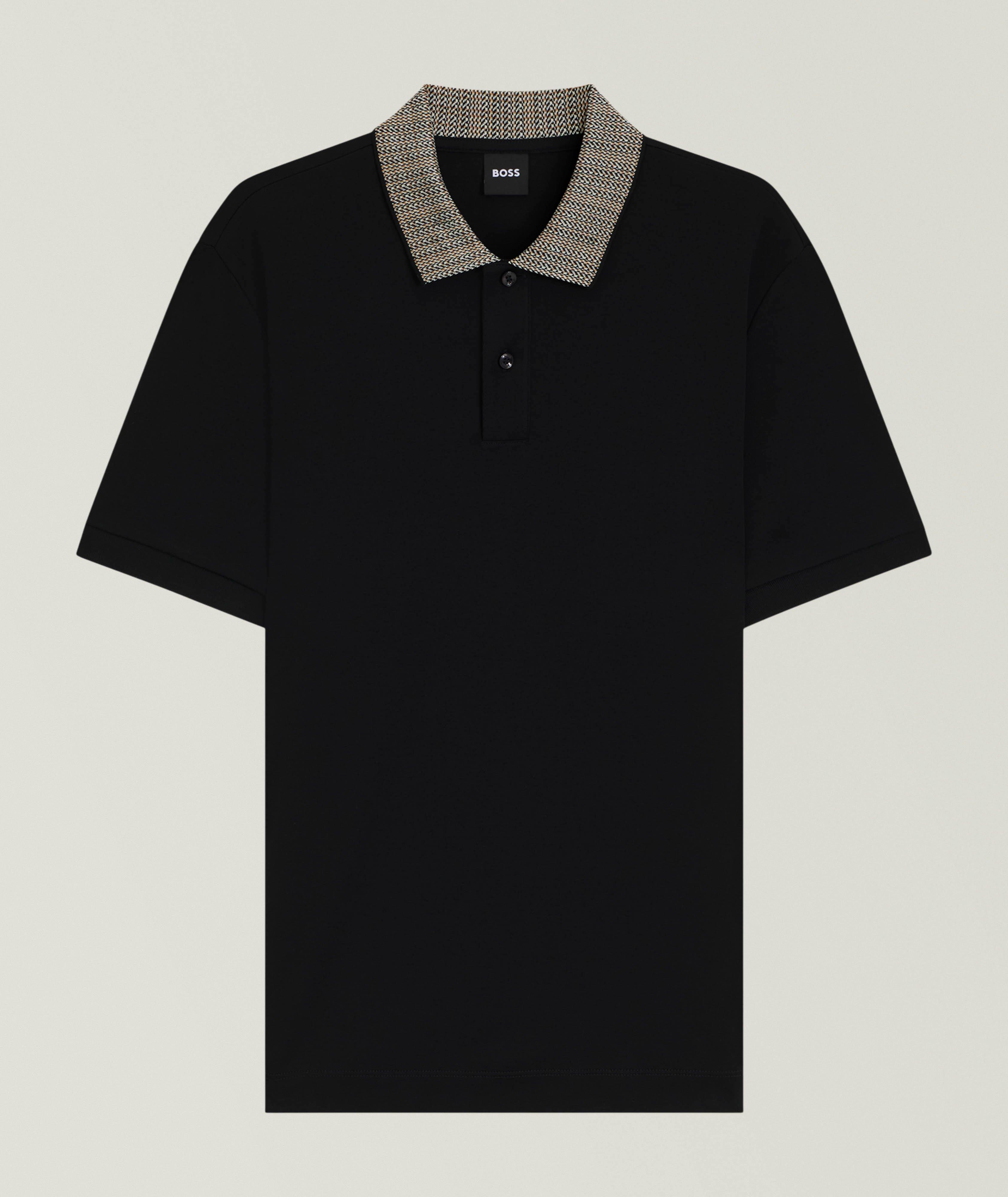 Parlay Patterned-Collar Pima Cotton Polo   image 0
