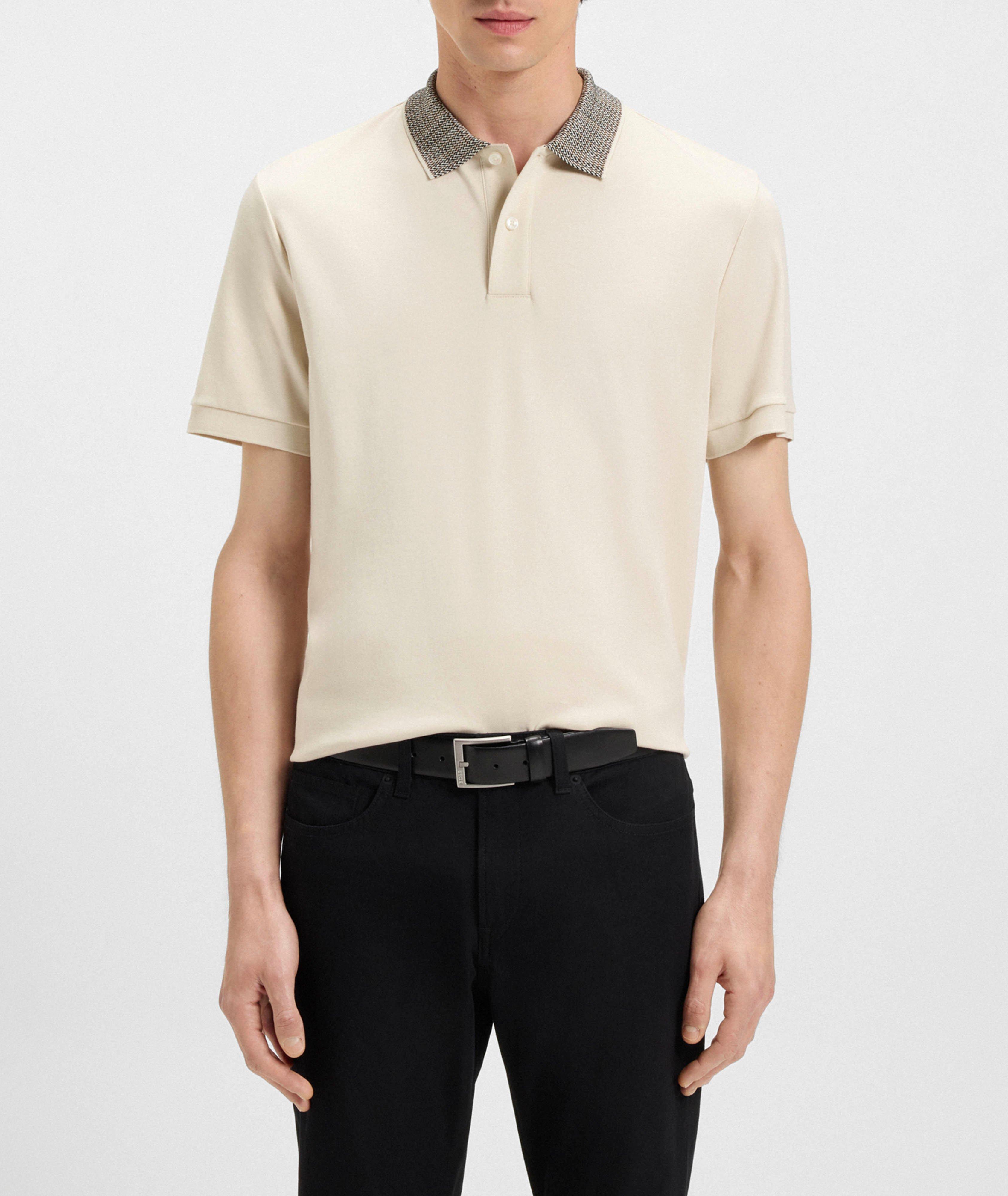 Parlay Patterned-Collar Pima Cotton Polo   image 1