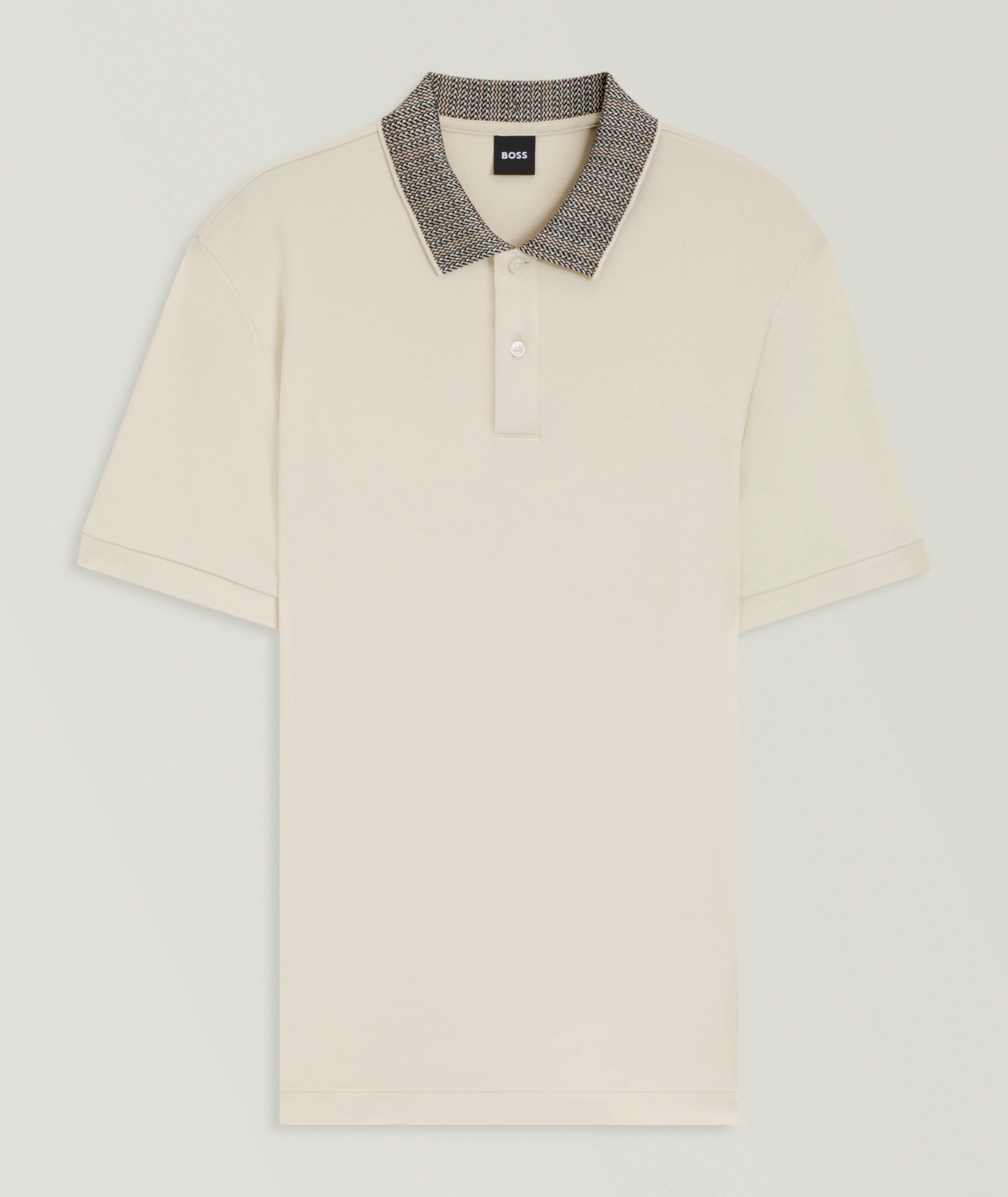 Parlay Patterned-Collar Pima Cotton Polo   image 0
