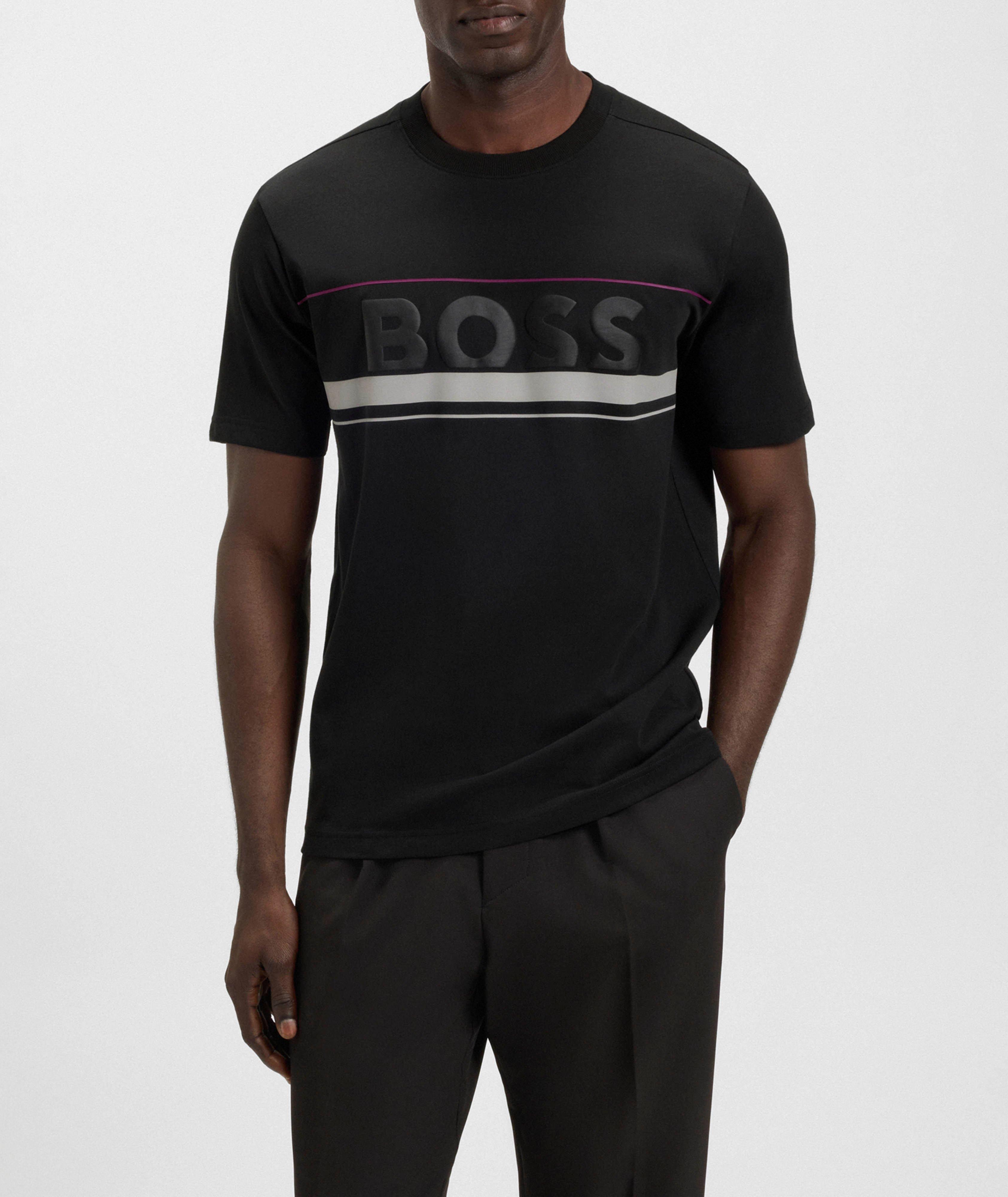 T-shirt en coton avec bandes contrastantes et logo image 1