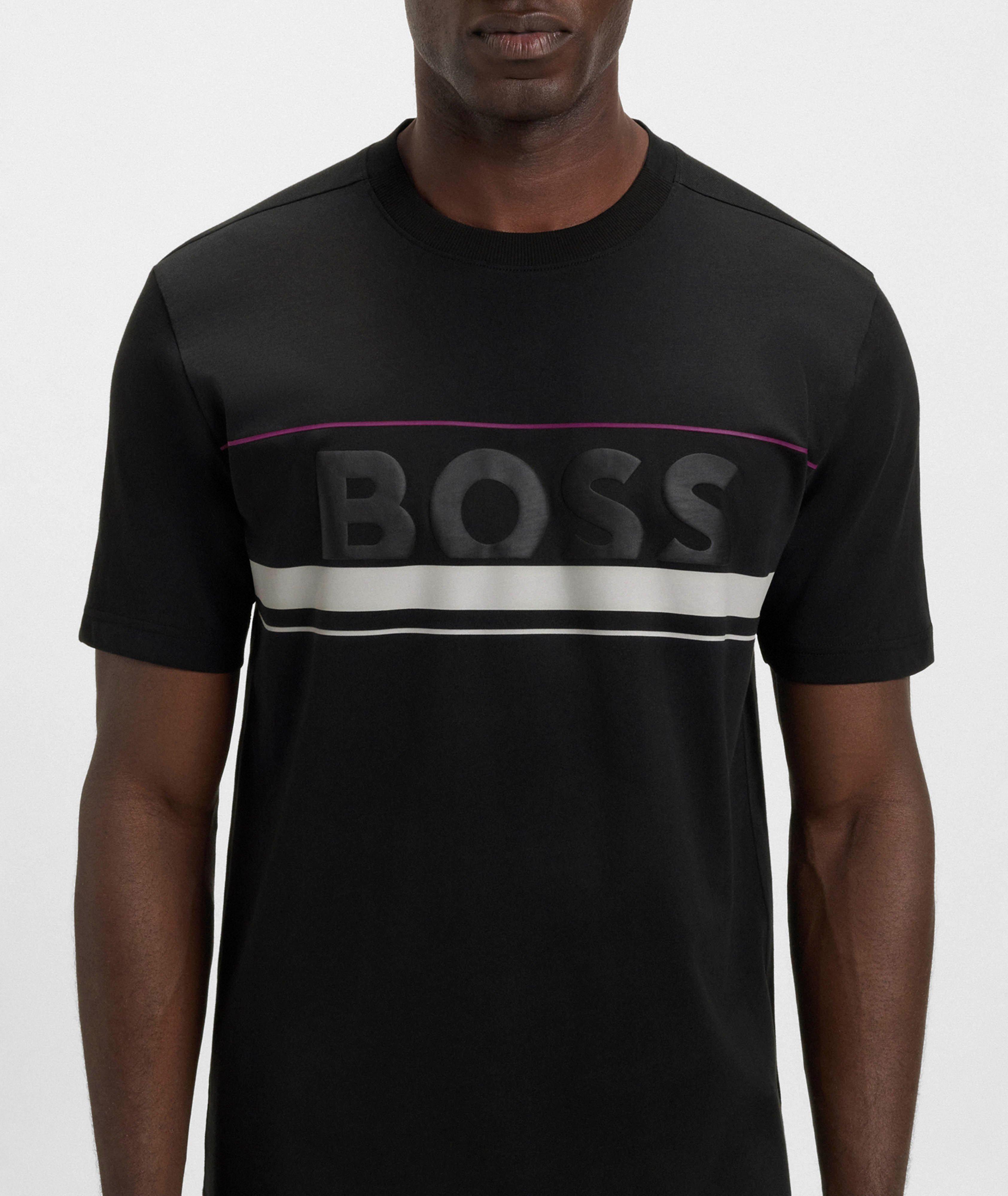 T-shirt en coton avec bandes contrastantes et logo image 2