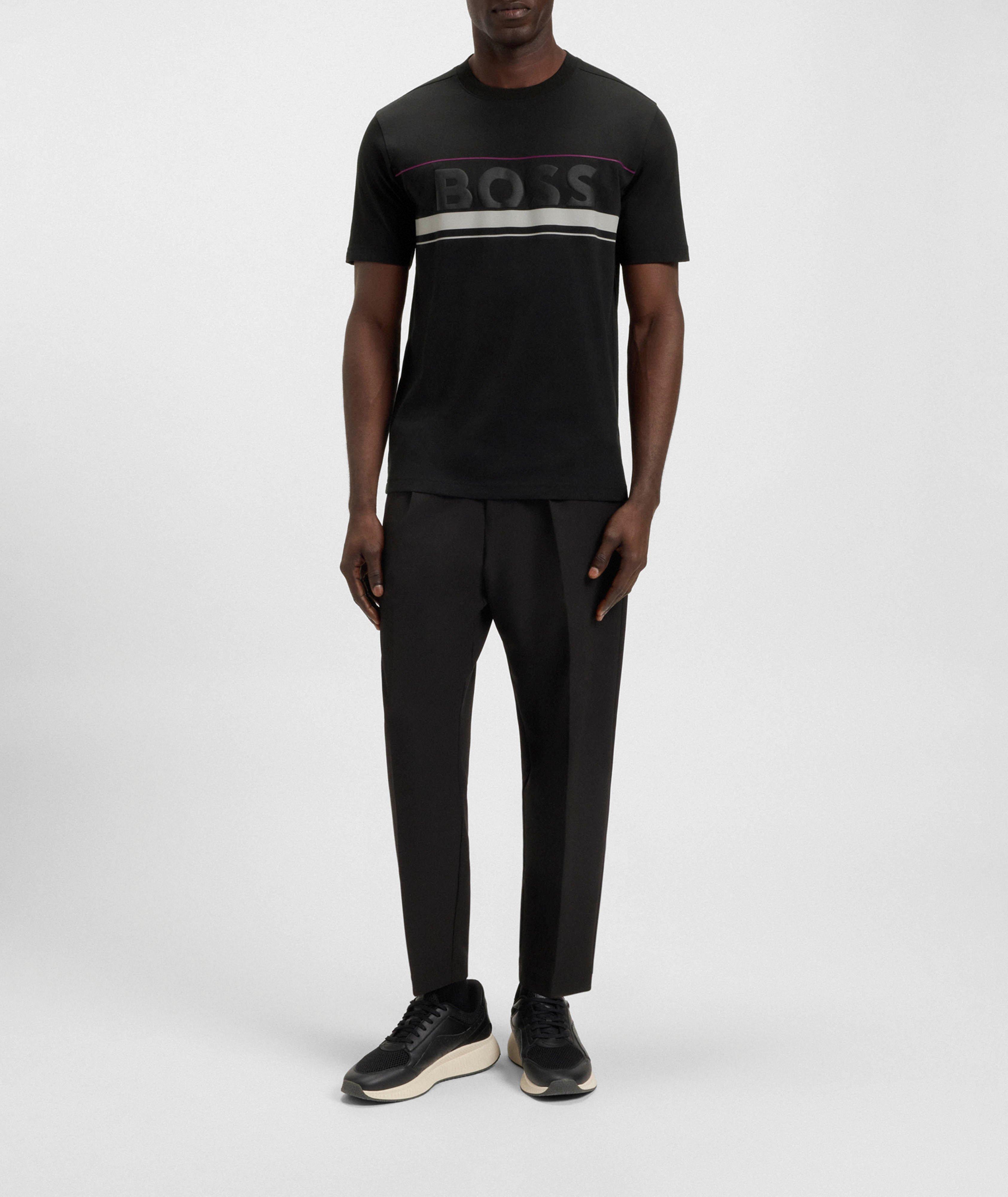T-shirt en coton avec bandes contrastantes et logo image 3