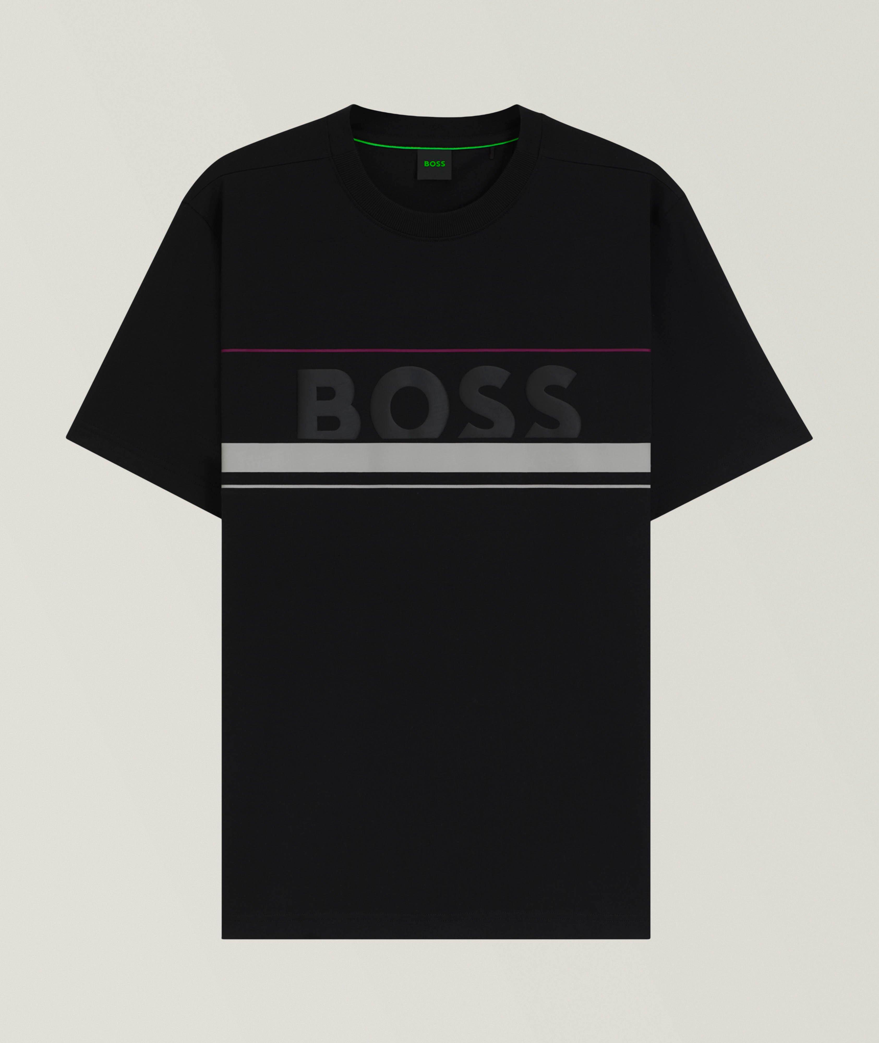T-shirt en coton avec bandes contrastantes et logo image 0