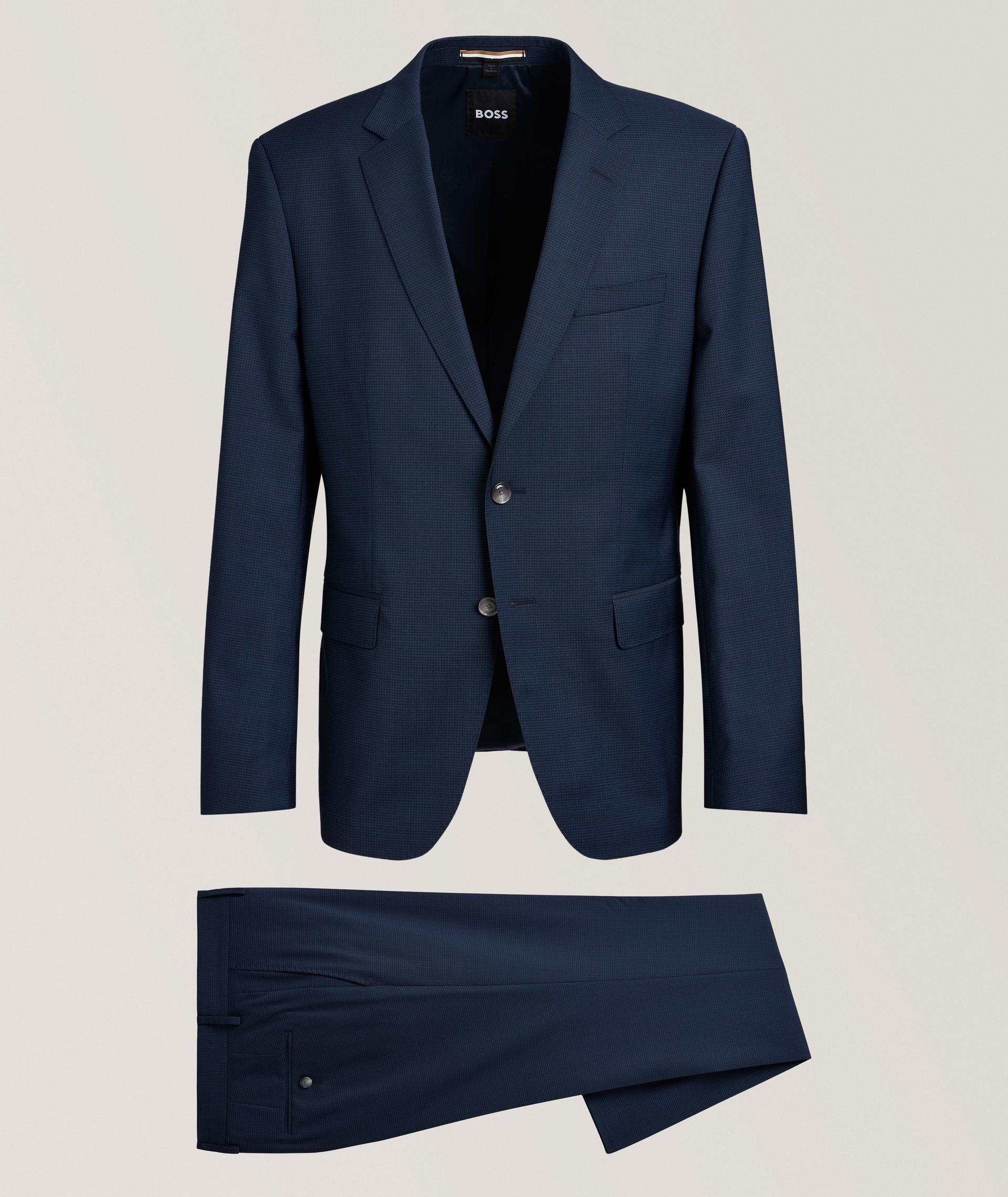 Slim-Fit Micro-Patterned Wool Suit image 0