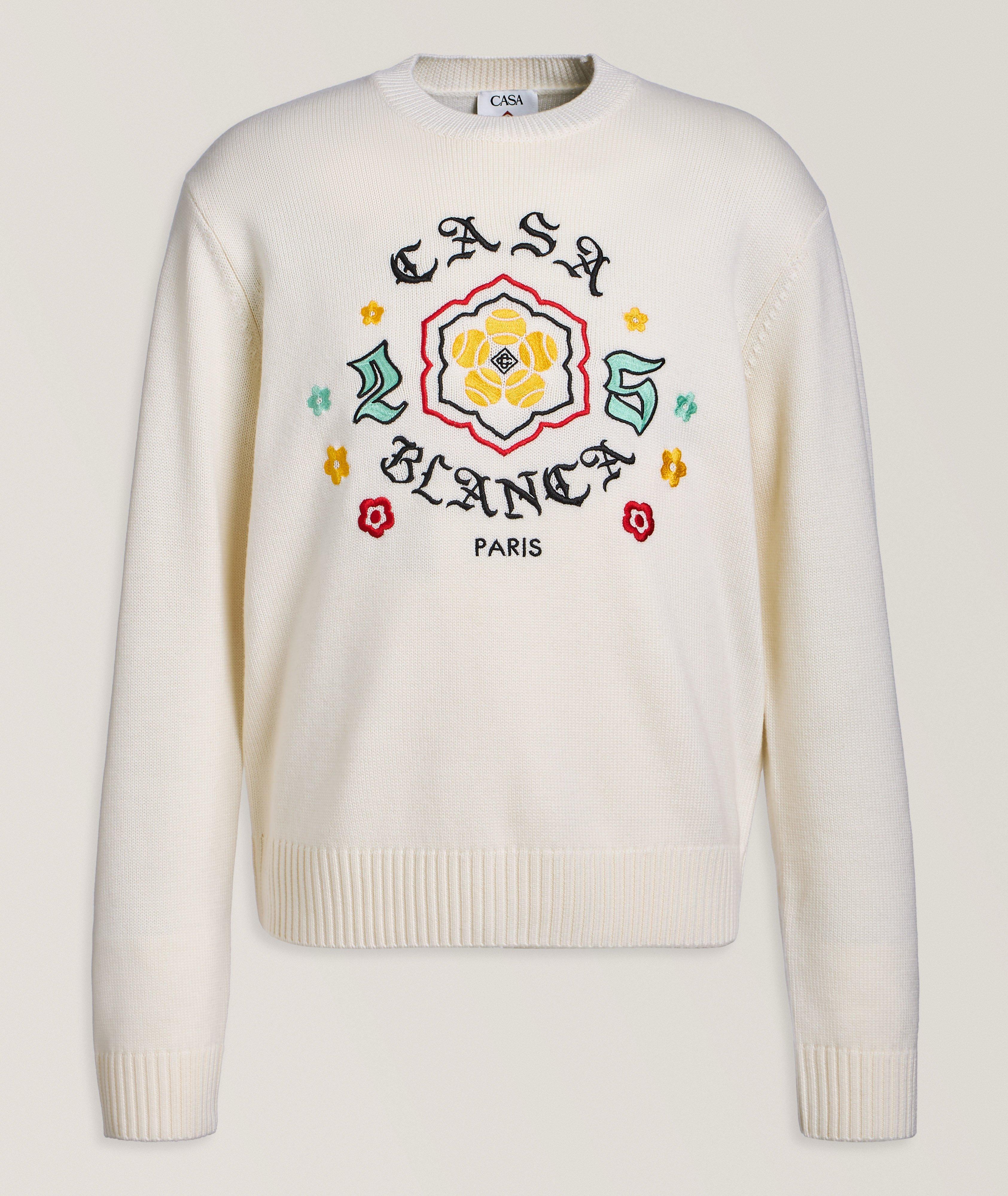 Embroidered Emblem Merino Wool Sweater image 0