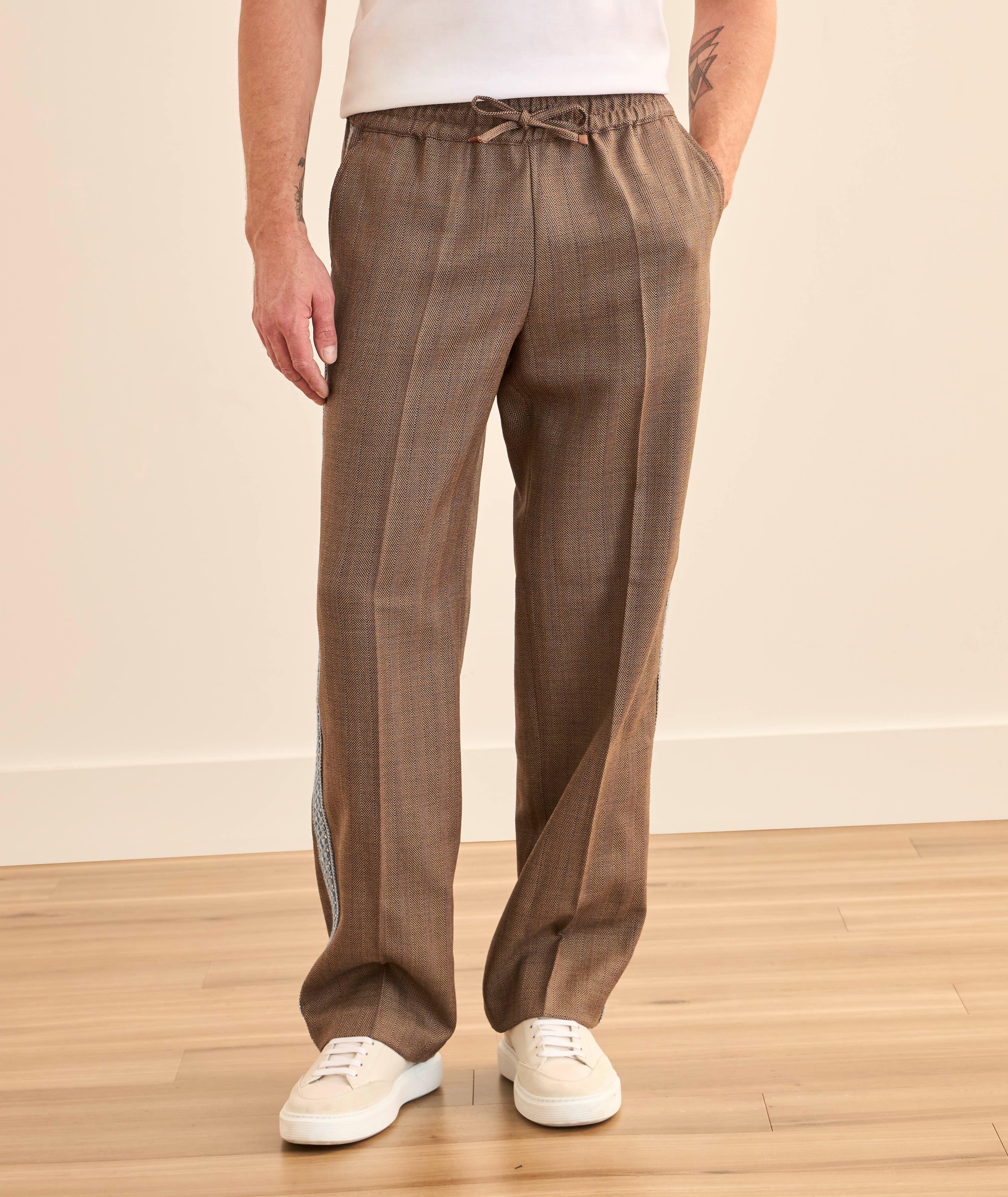 Wide-Leg Chevron Wool Pants image 1